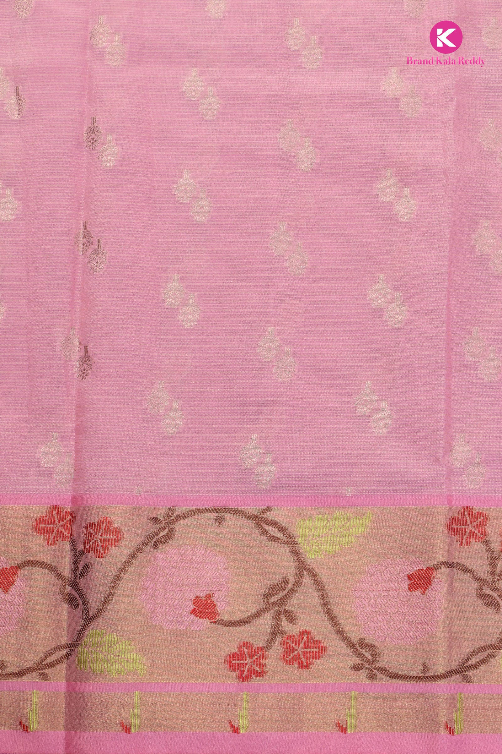Peach-Pink Zari Kota Saree
