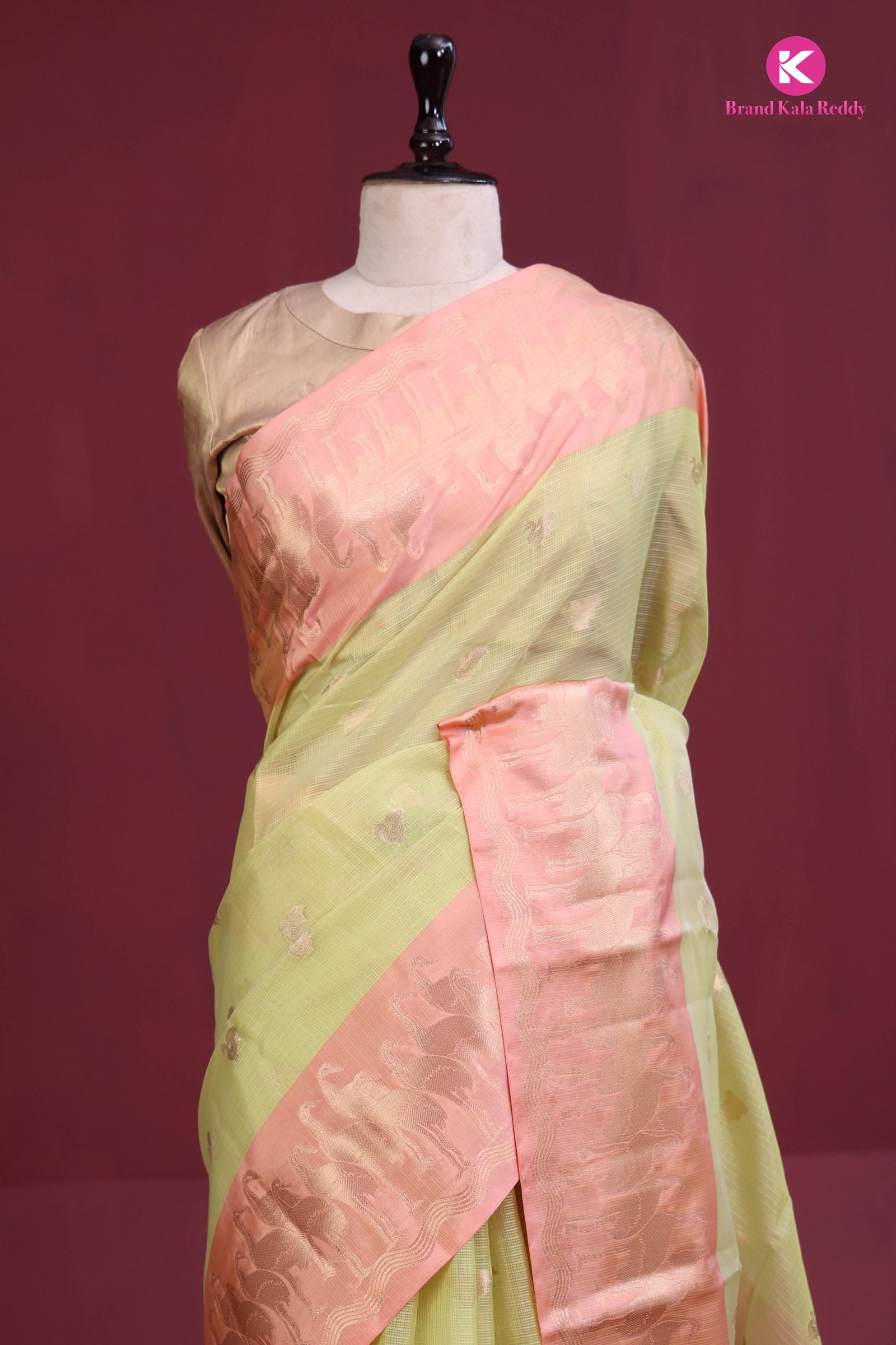 Lemon Yellow zari Kota Silk Saree