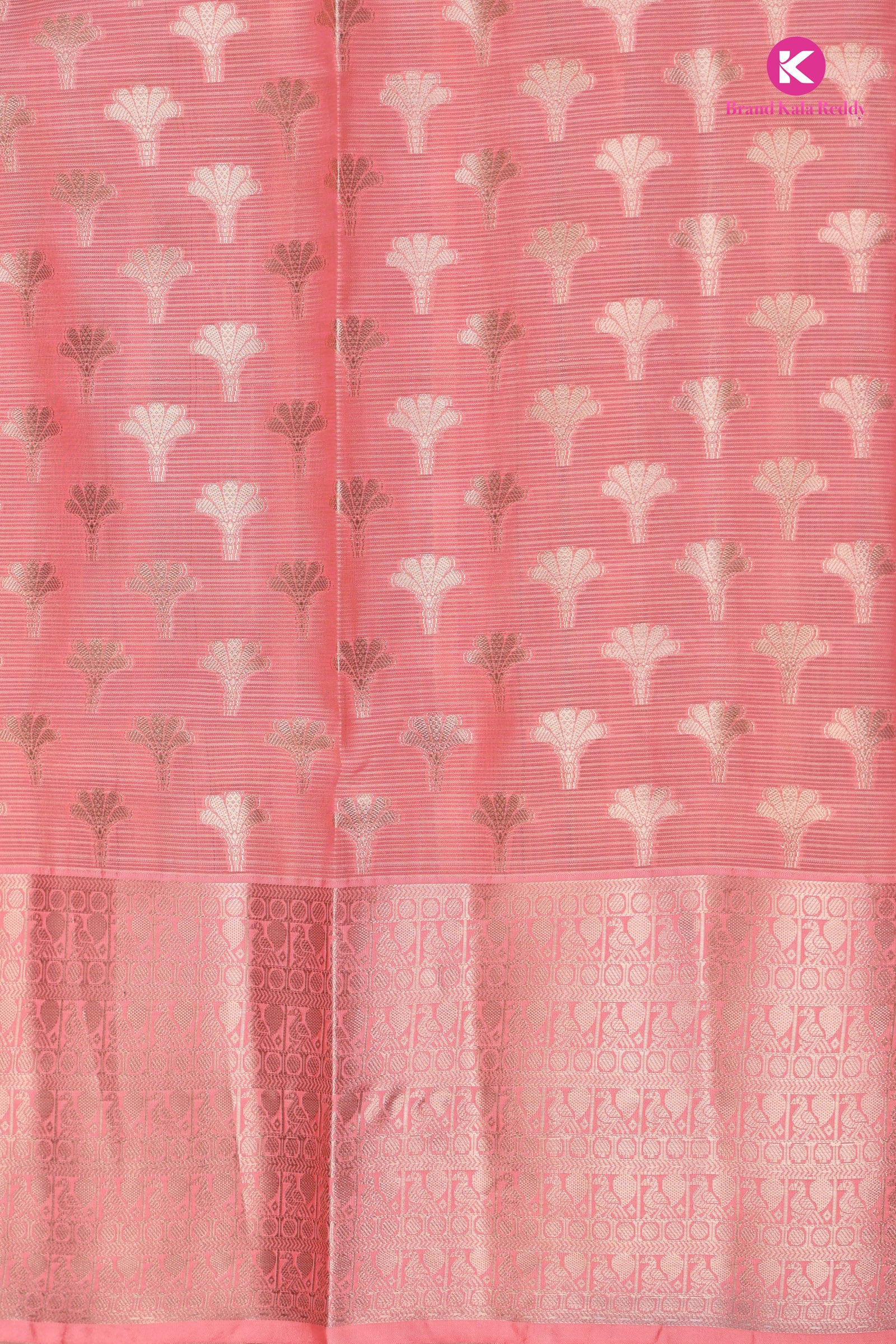 Pastel Green Zari Kota Saree with a Blush Pink Border