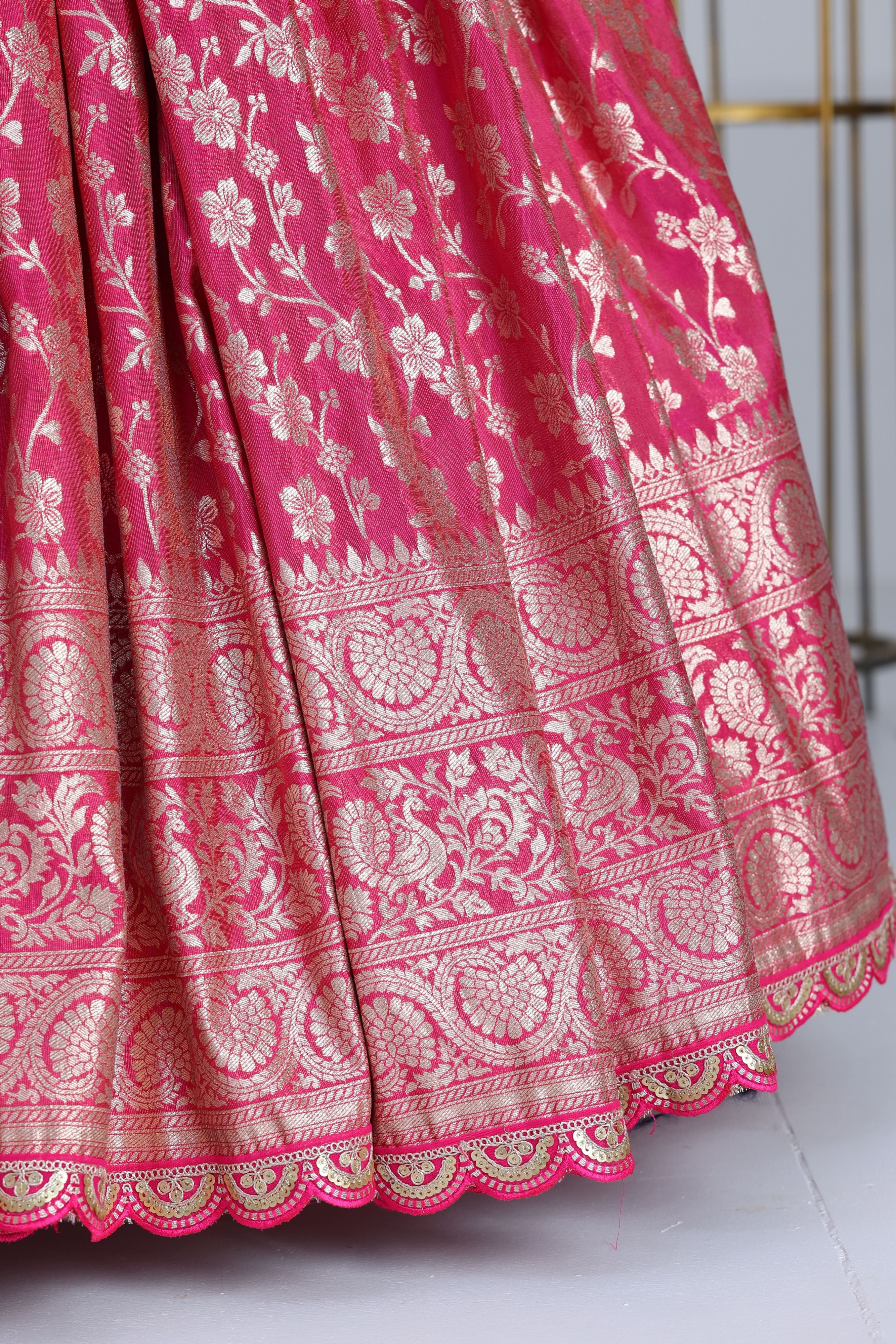 Blush pink Banarasi fabric