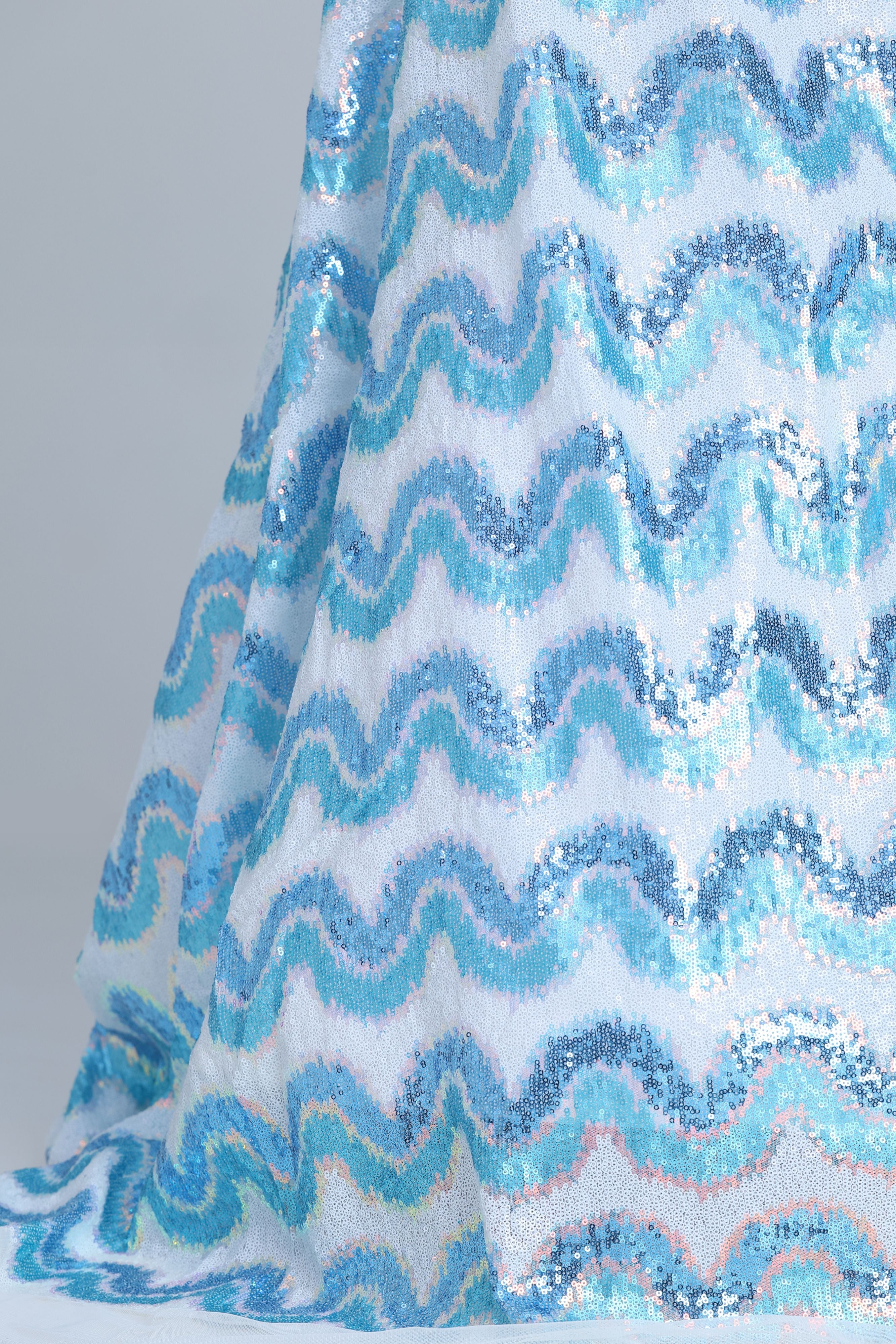 White net fabric with blue hues