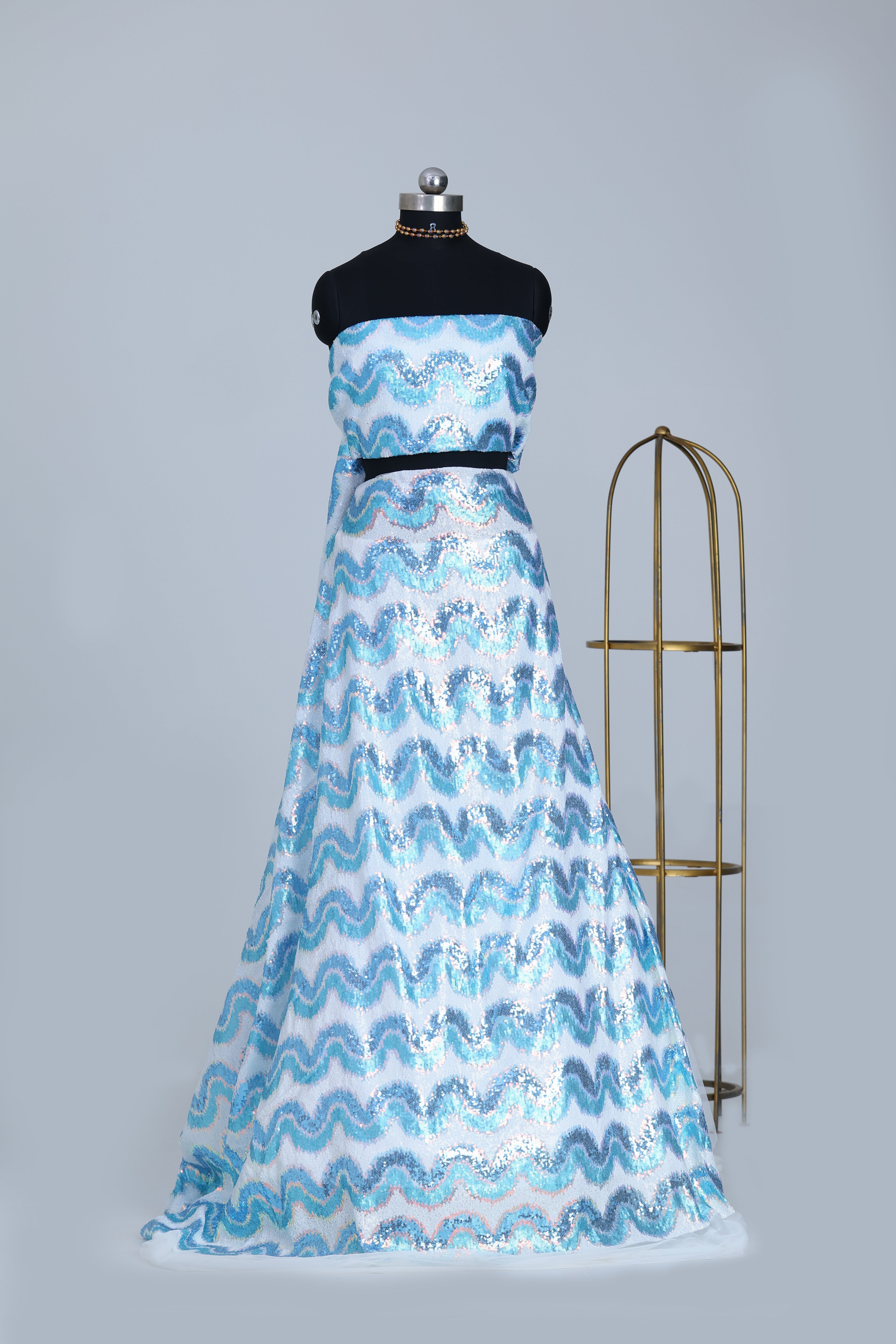 White net fabric with blue hues
