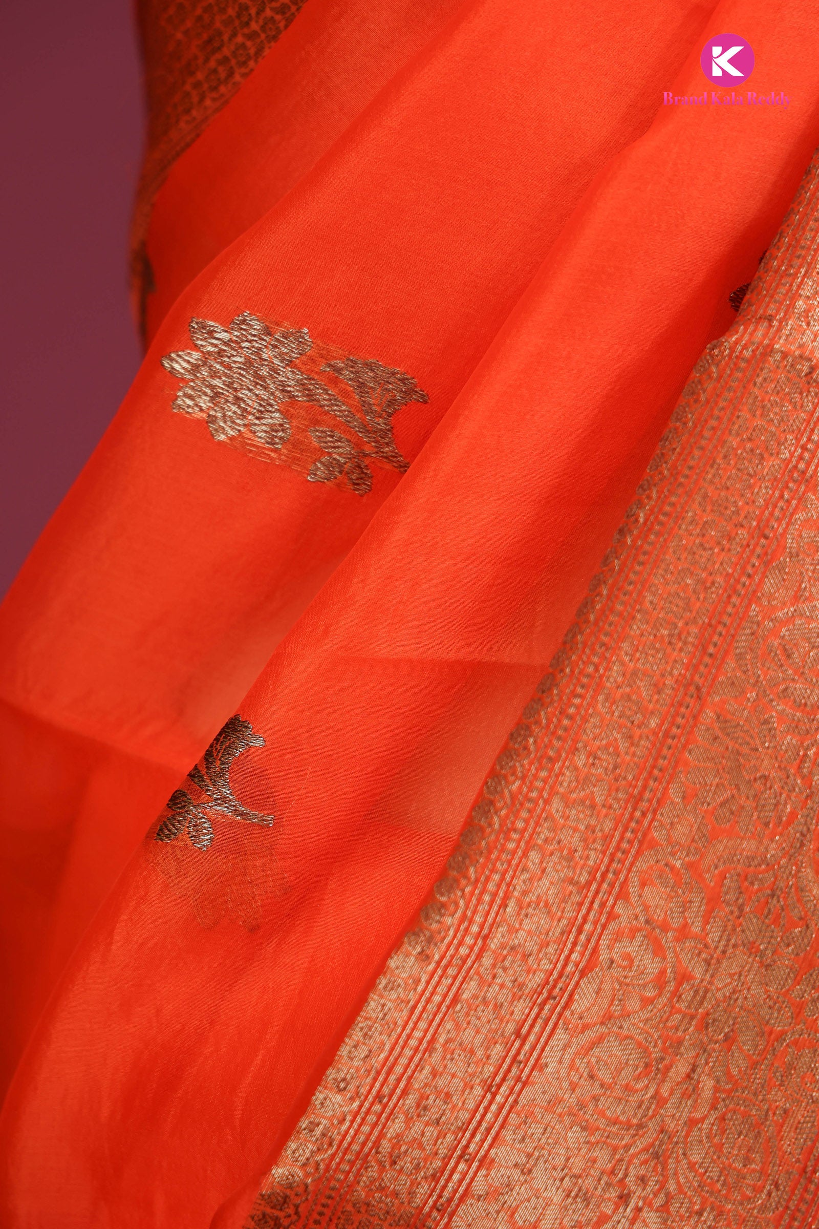 Radiant Flame – Kora Banarasi Silk Elegance