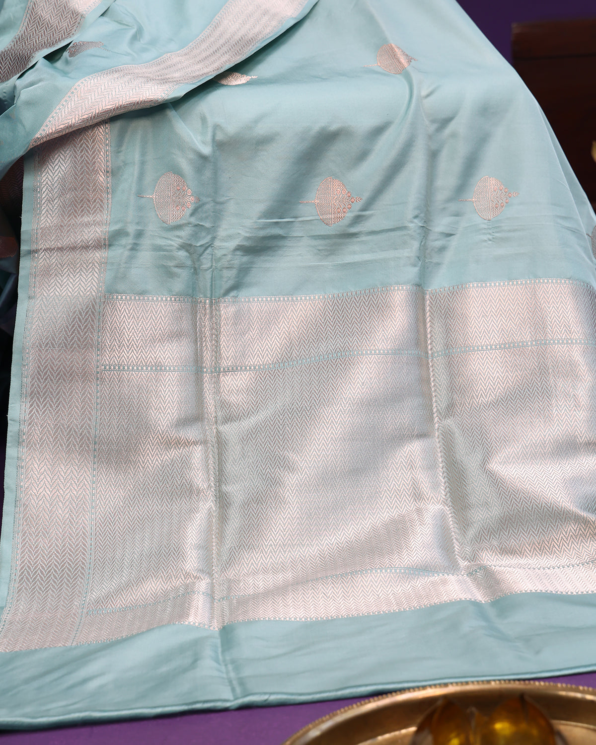 Regal Sky Blue Banarsi Silk Saree