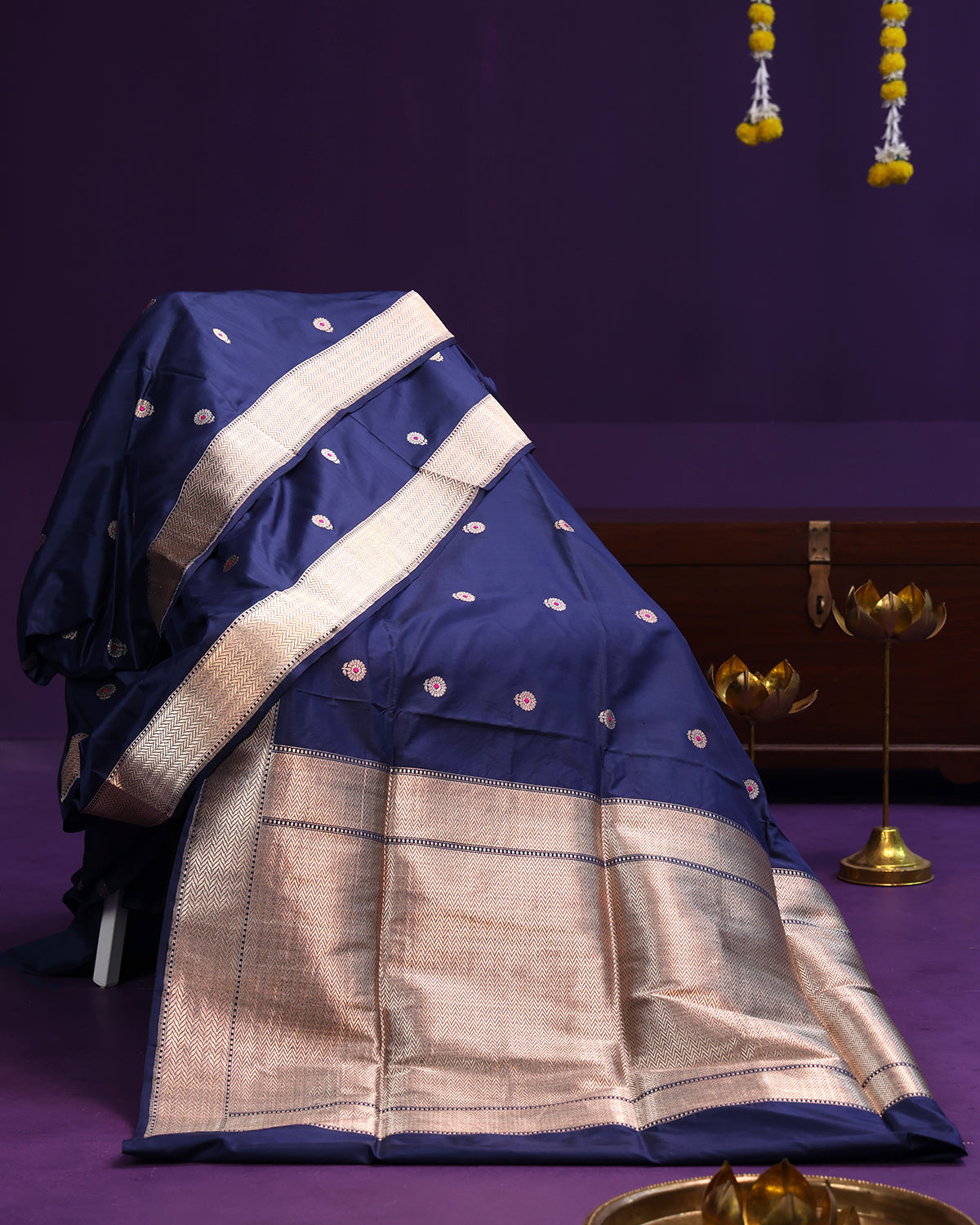 Navy Blue Banarasi Saree