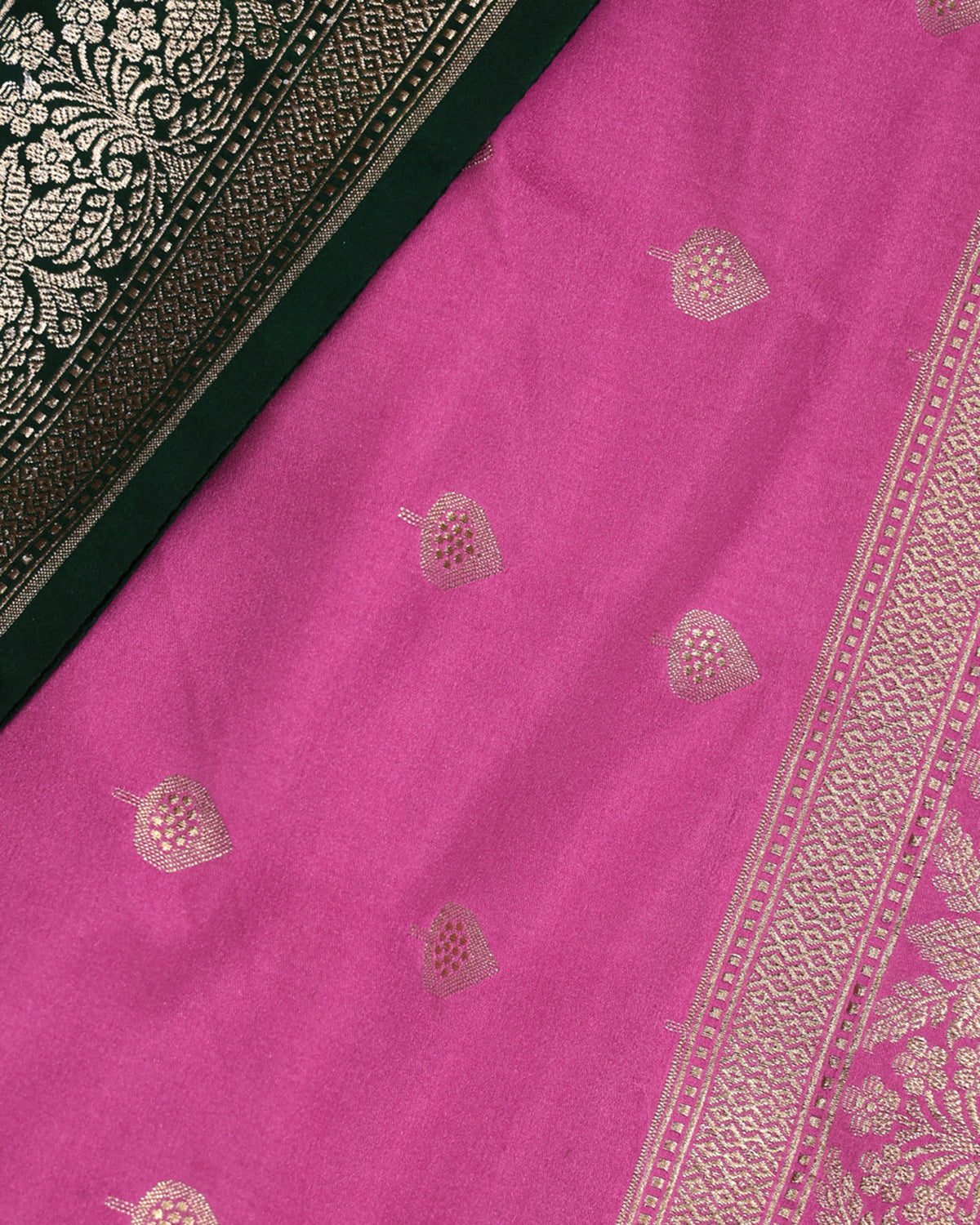 Bubblegum Pink Brocade Border Banarasi Saree
