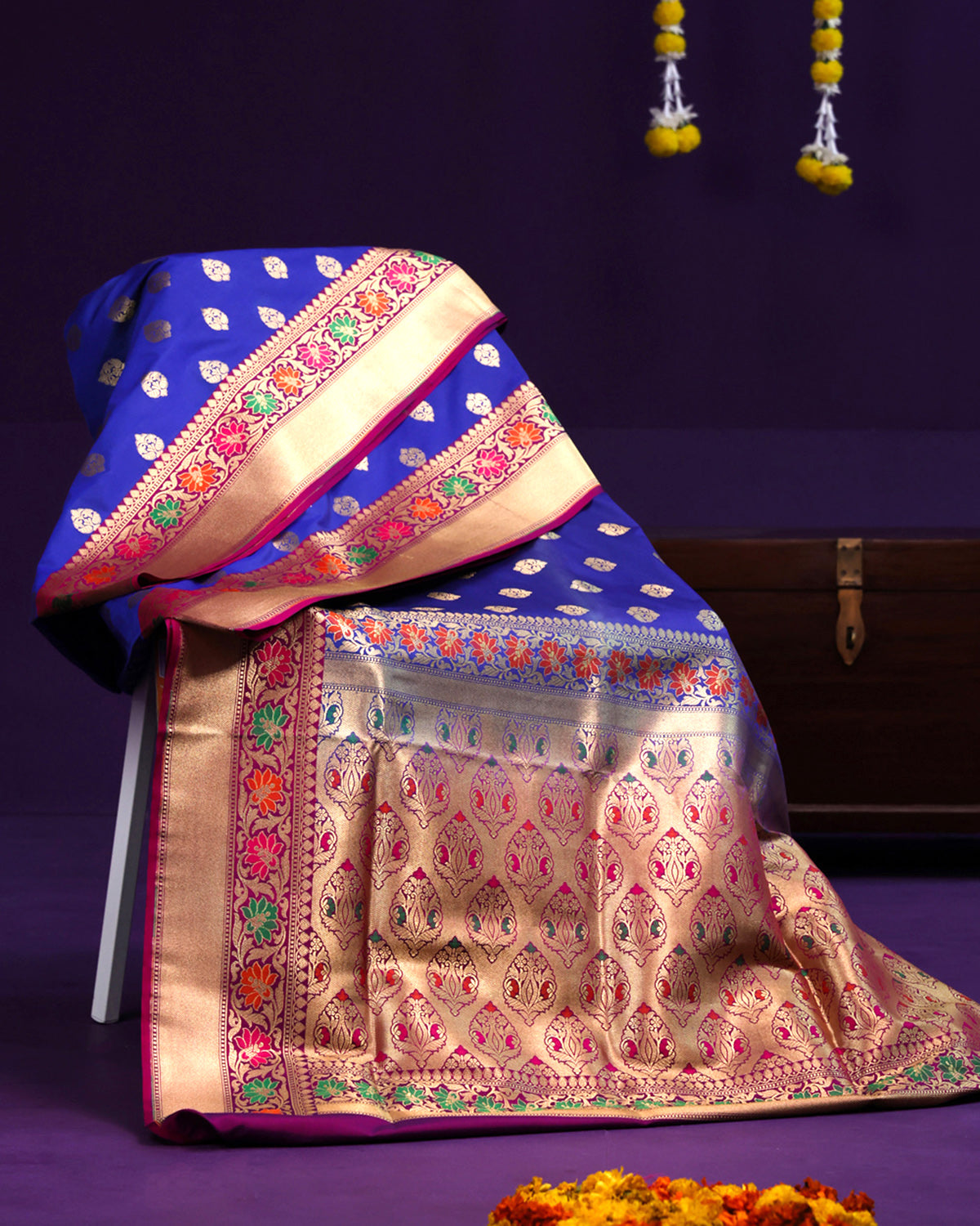 Royal Blue Banarasi Saree