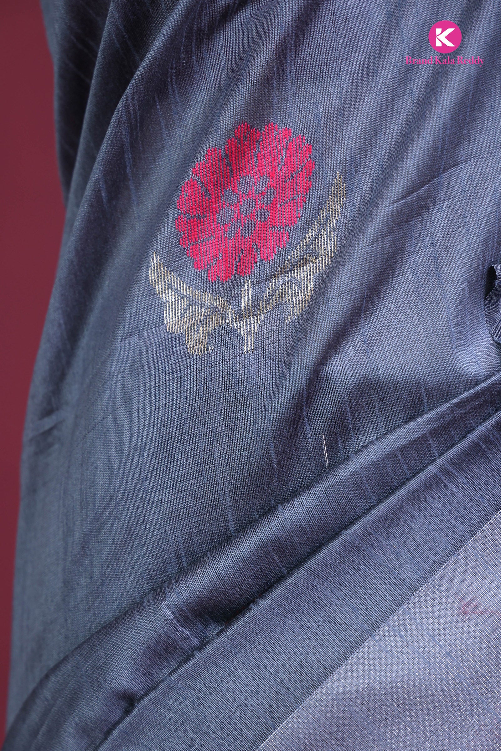 Charcoal Bloom Soft Silk Saree