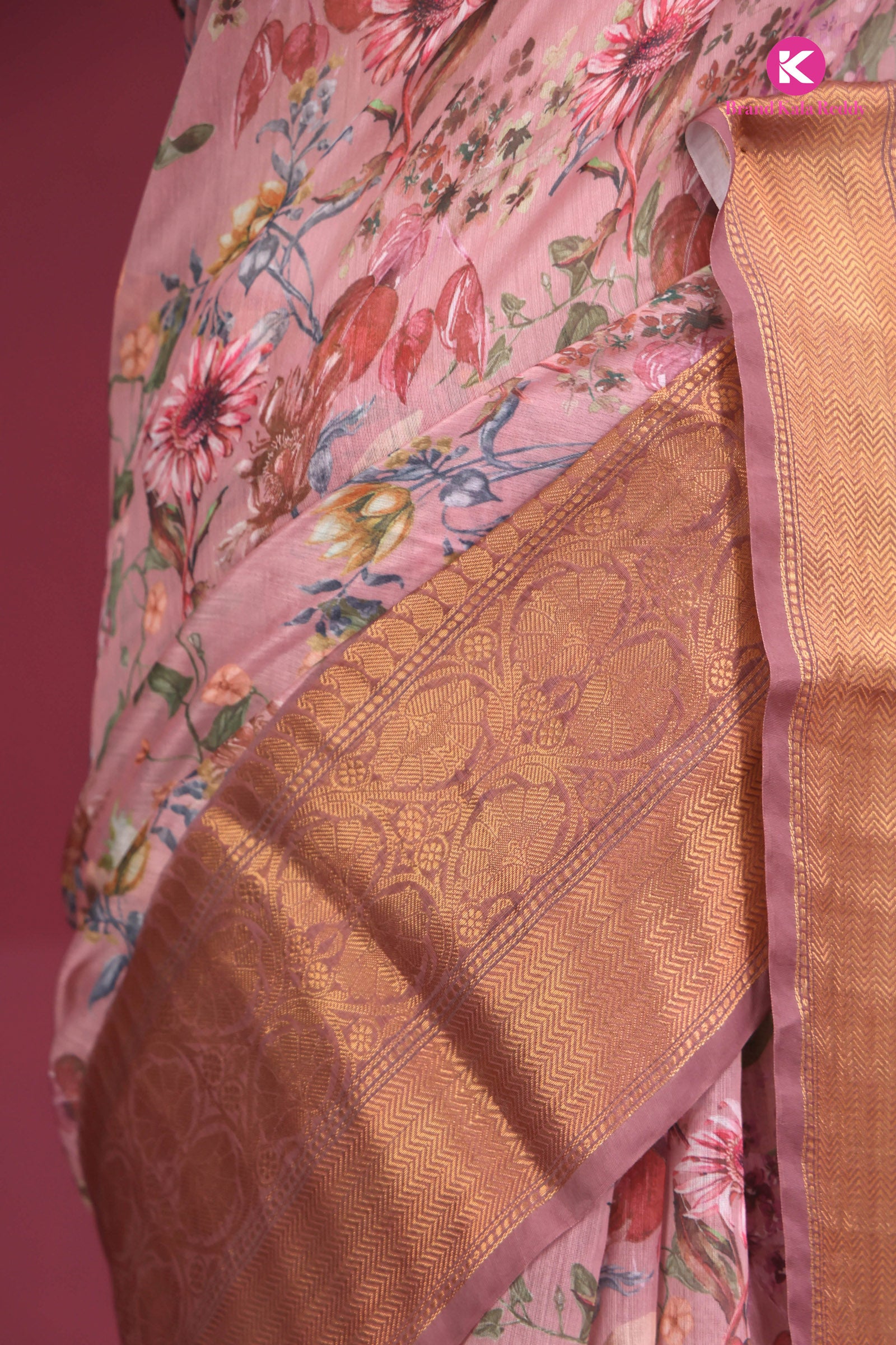 Blush Garden – Printed Silk Elegance