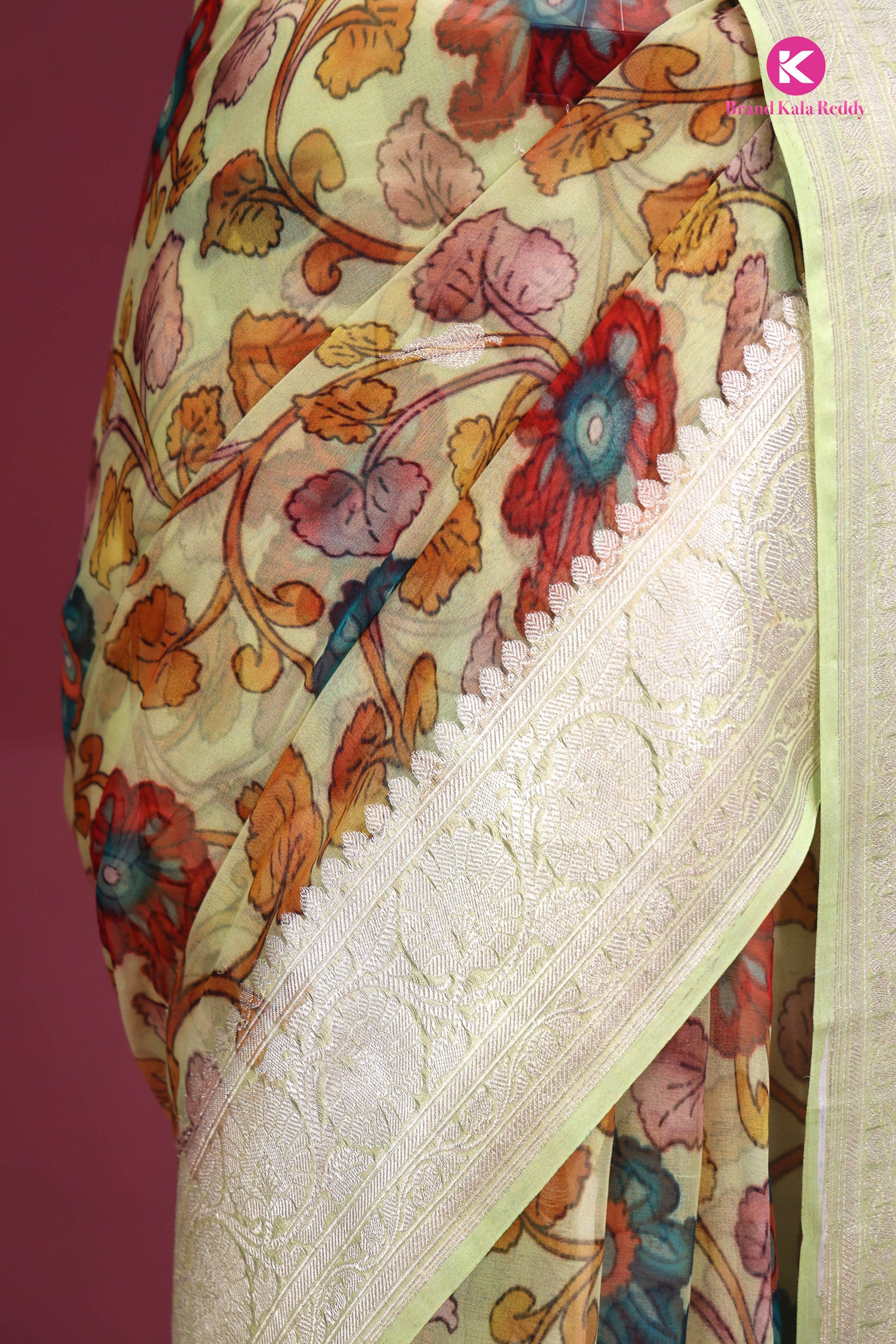 Pastel Dream: Artistic Floral Georgette Silk Saree