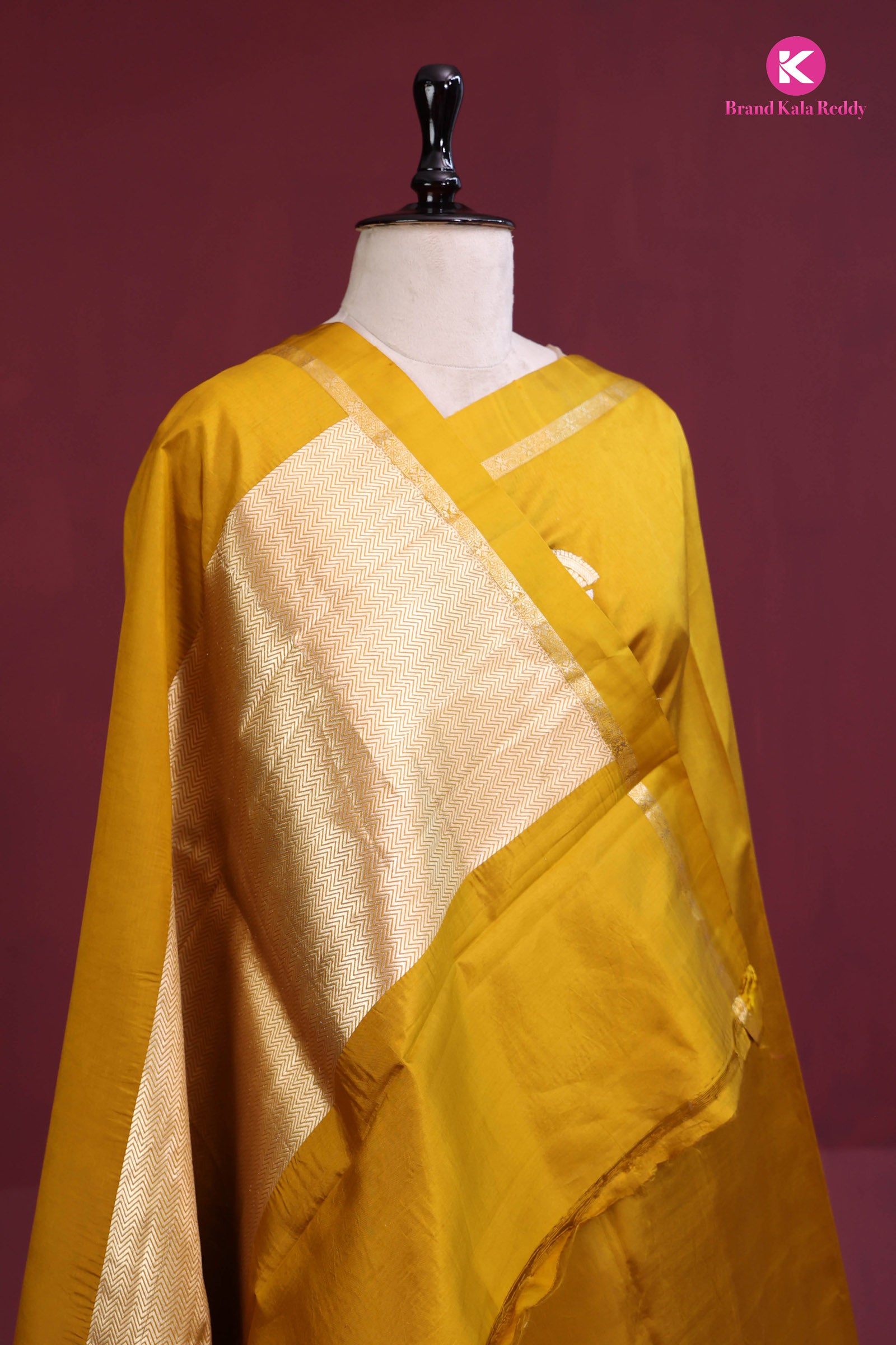 A Mustard Yellow Chiniya Banarasi Silk Saree