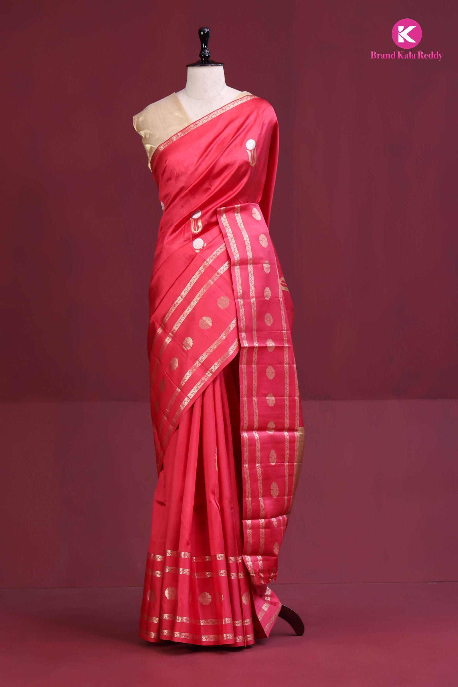 "Rose Radiance – Chiniya Banarasi Silk Saree