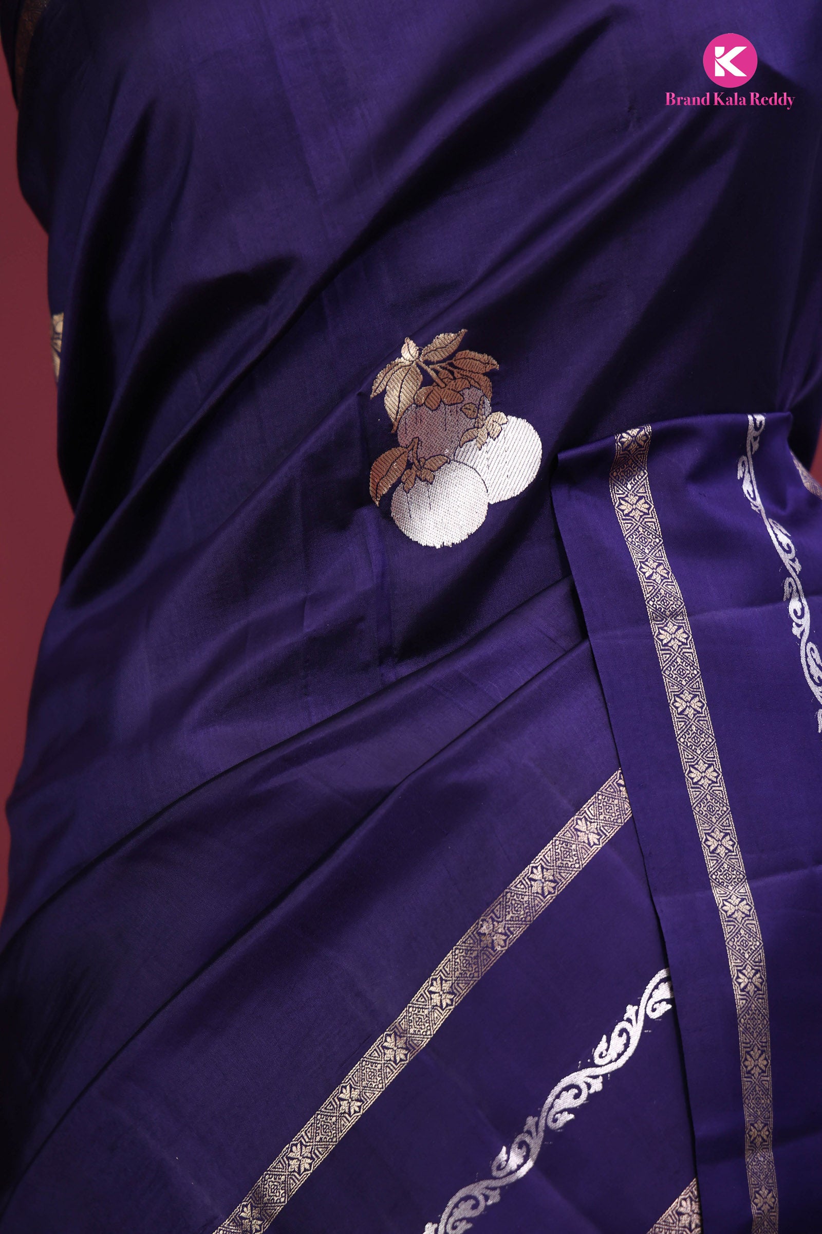 Royal Sapphire: Zari Butti Chiniya Banarasi Silk Saree