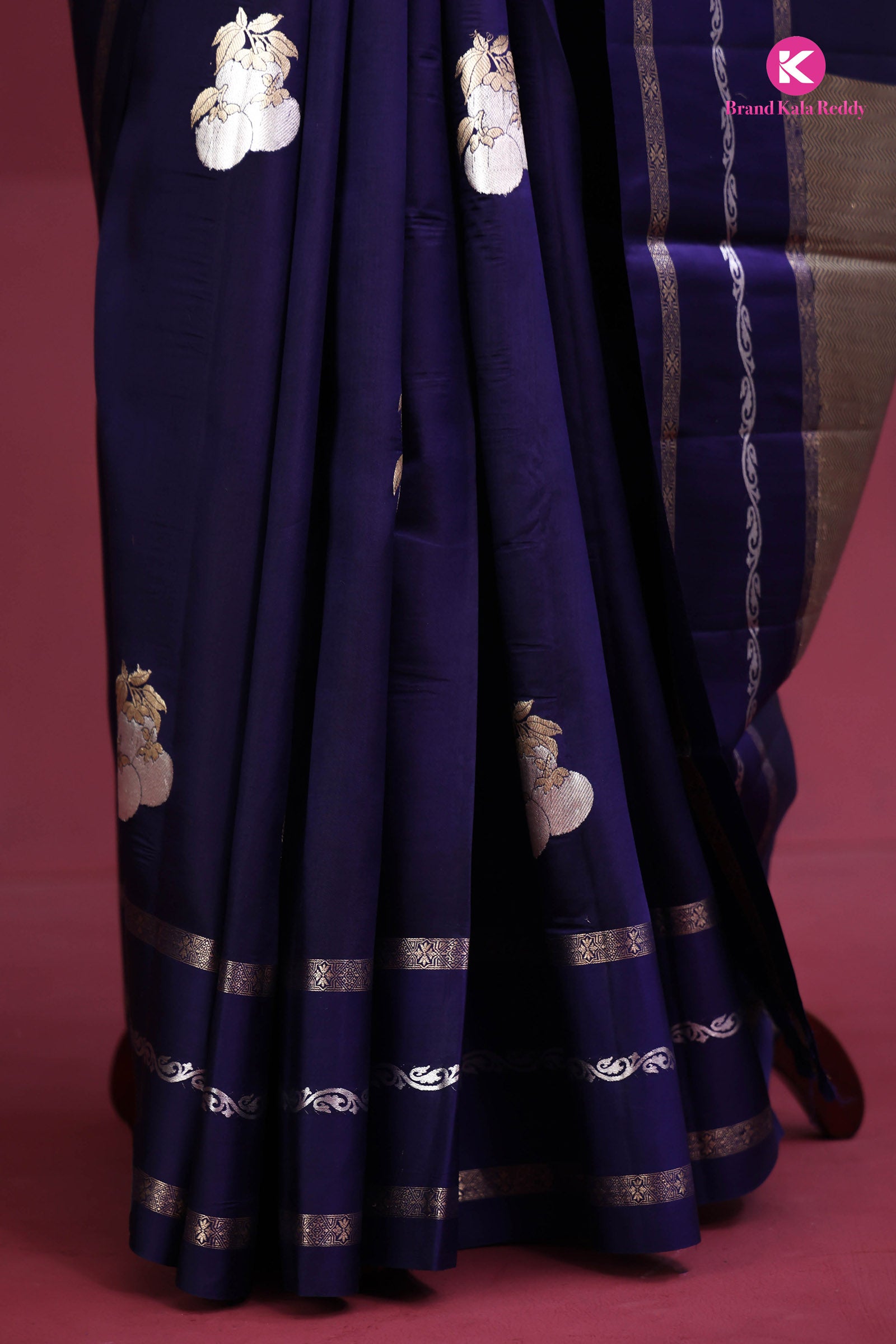 Royal Sapphire: Zari Butti Chiniya Banarasi Silk Saree