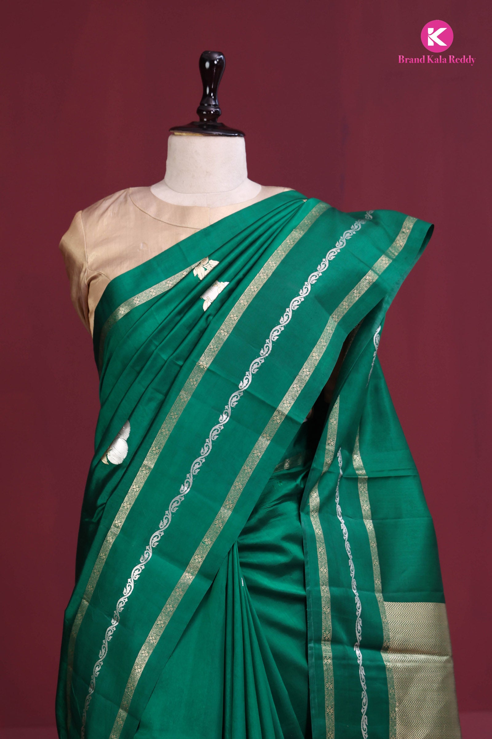 A Bottle Green Banarasi Silk Saree