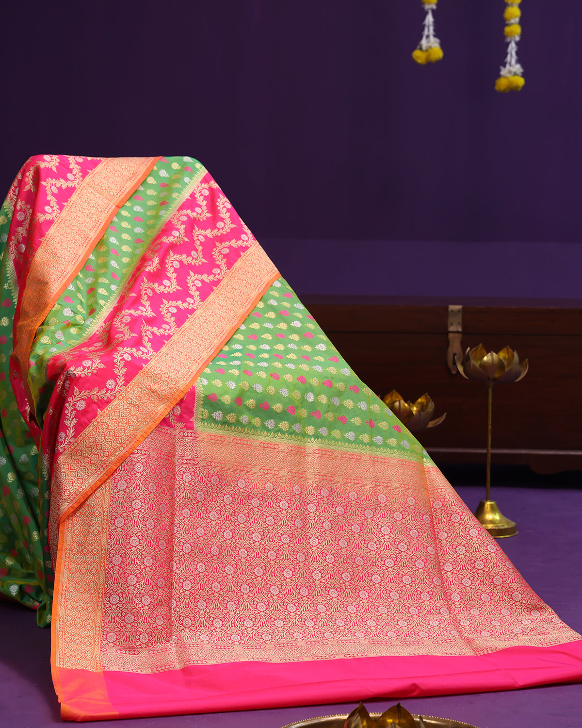 Canary Yellow Banarasi Saree