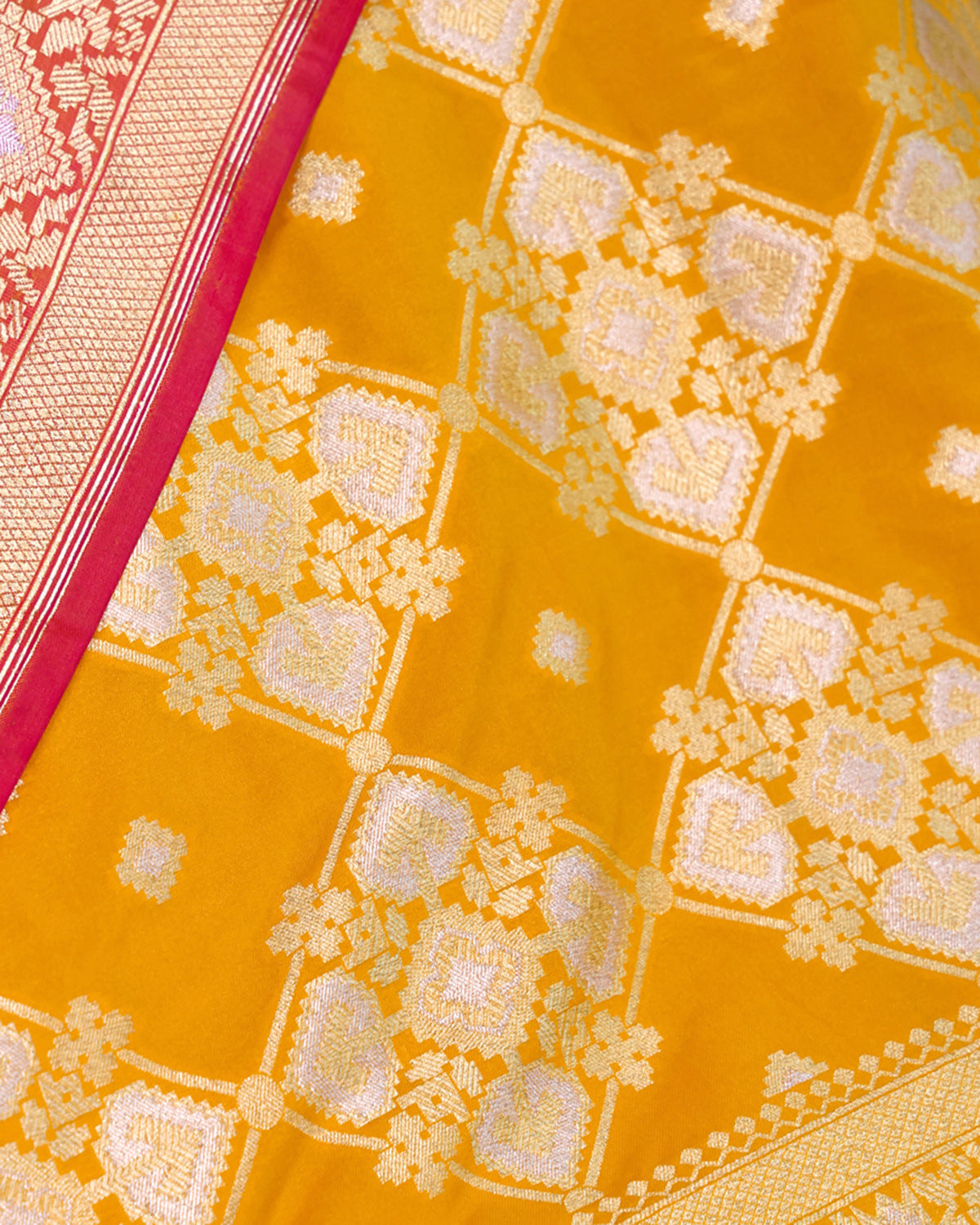 Sunset Yellow Banarasi Saree