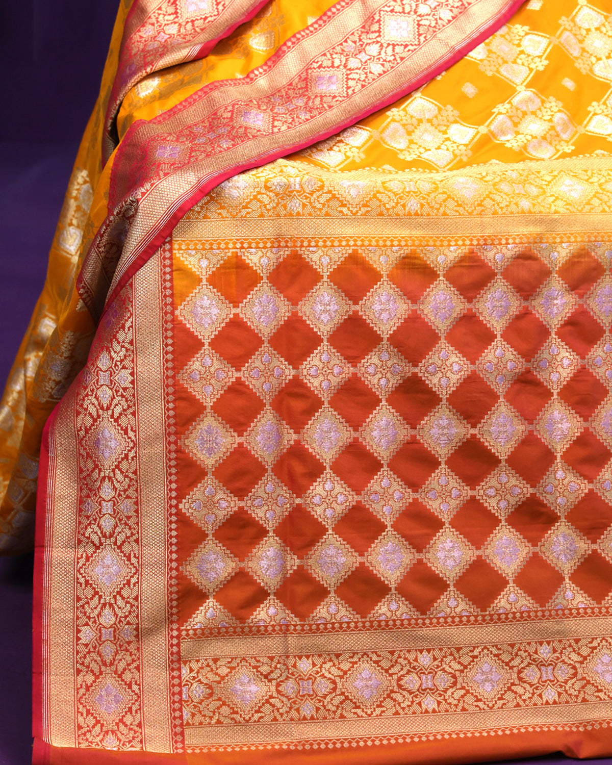 Sunset Yellow Banarasi Saree
