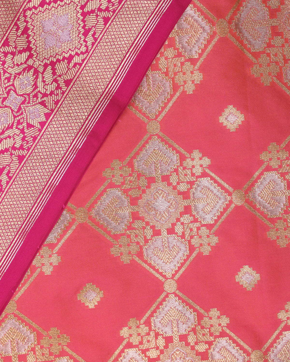 Salmon Pink Banarasi Saree