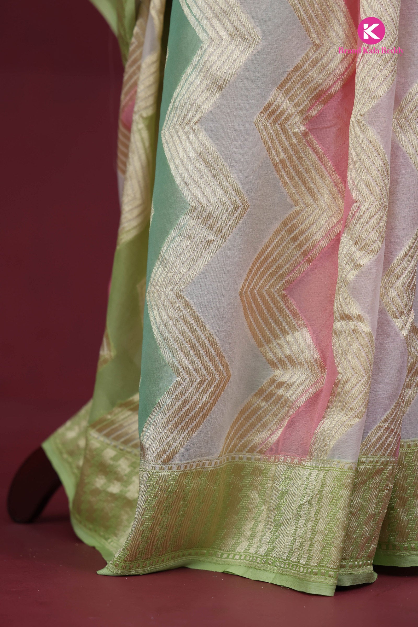 A Multi Pastel Colour Georgette Banarasi Saree in Rankat style