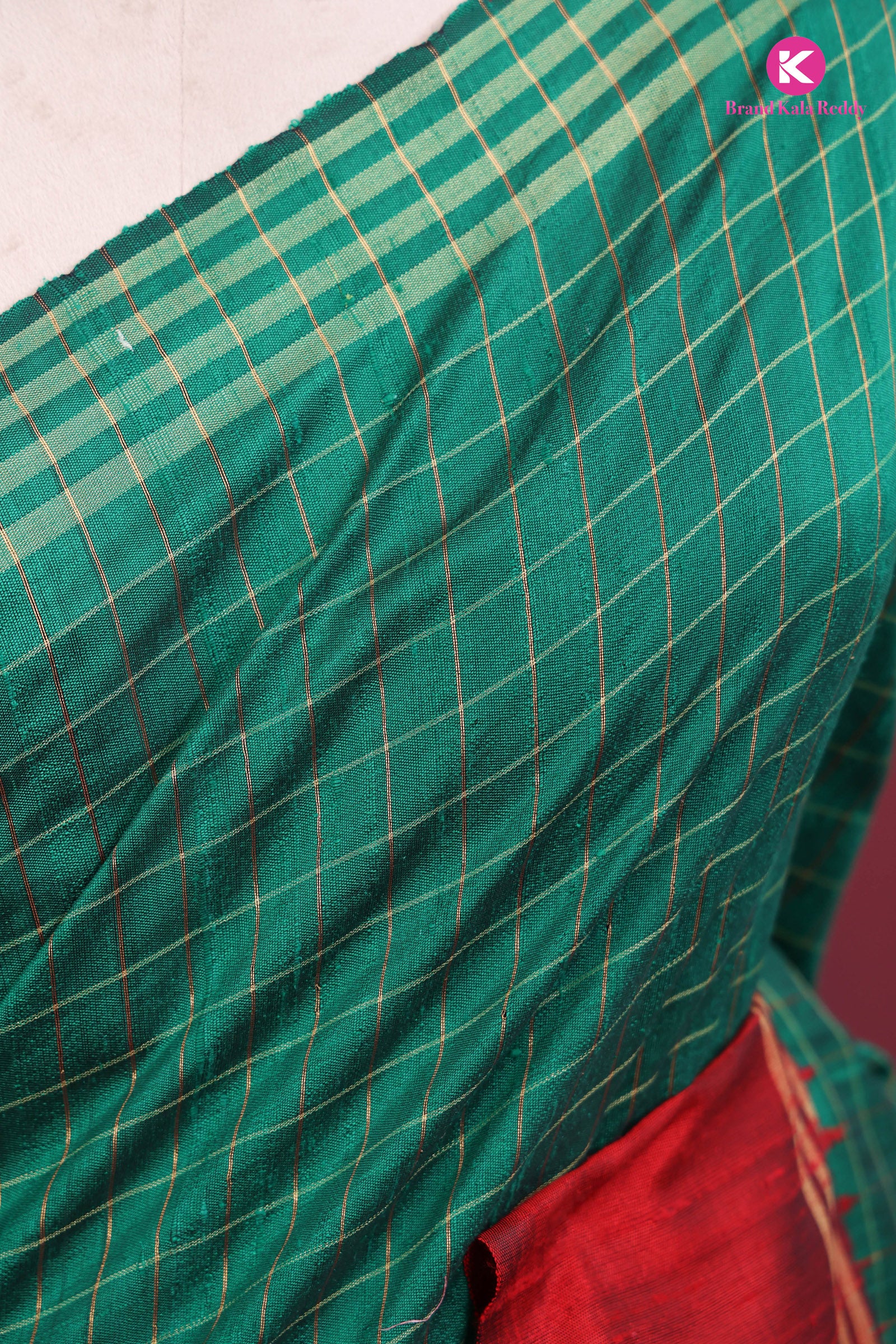 Forest Green & Ruby Red: Grand Moonga Silk Saree