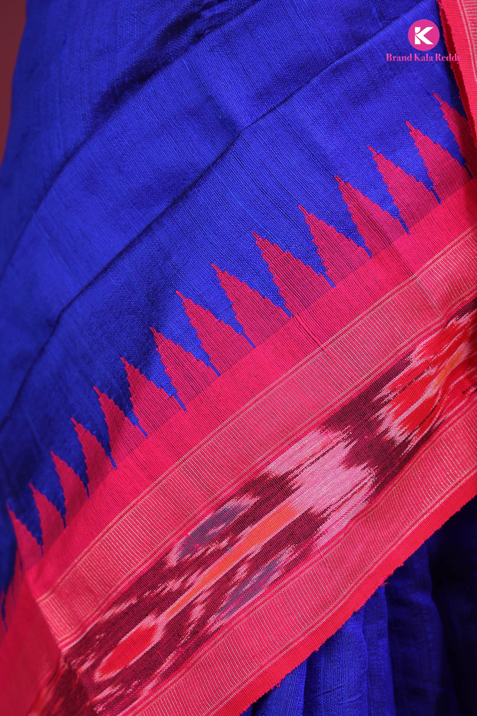 Azure Dream: Contemporary Moonga Silk Saree with Ikkat Detailing