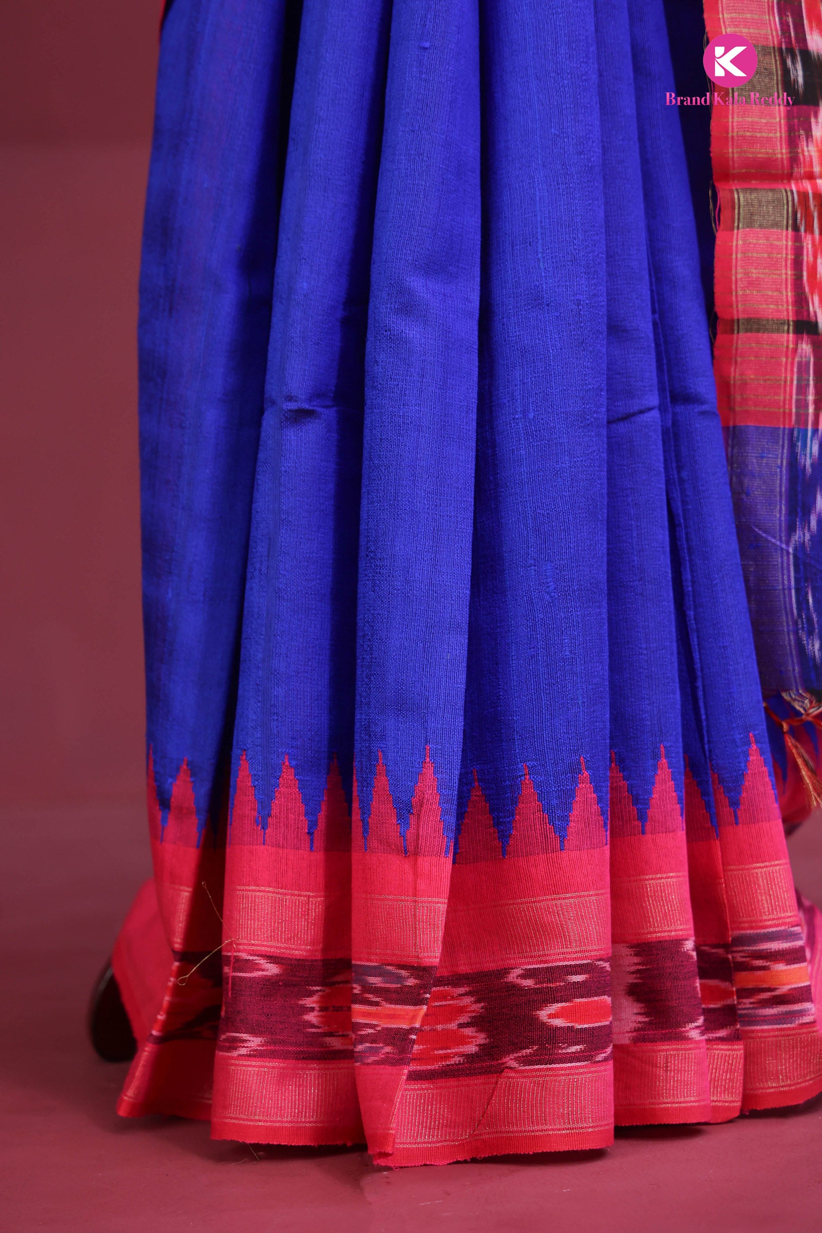 Azure Dream: Contemporary Moonga Silk Saree with Ikkat Detailing