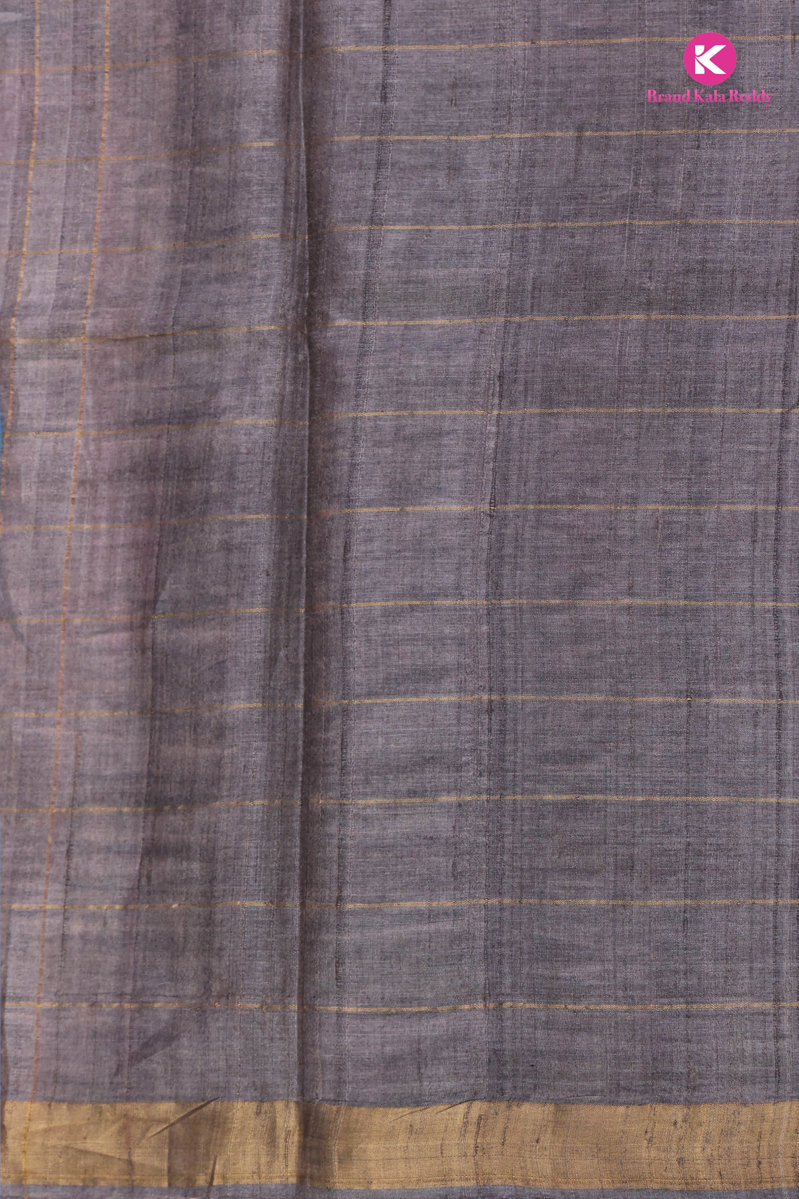 Mud Color Tussar Silk Saree with Hand-Painted Flower Motifs