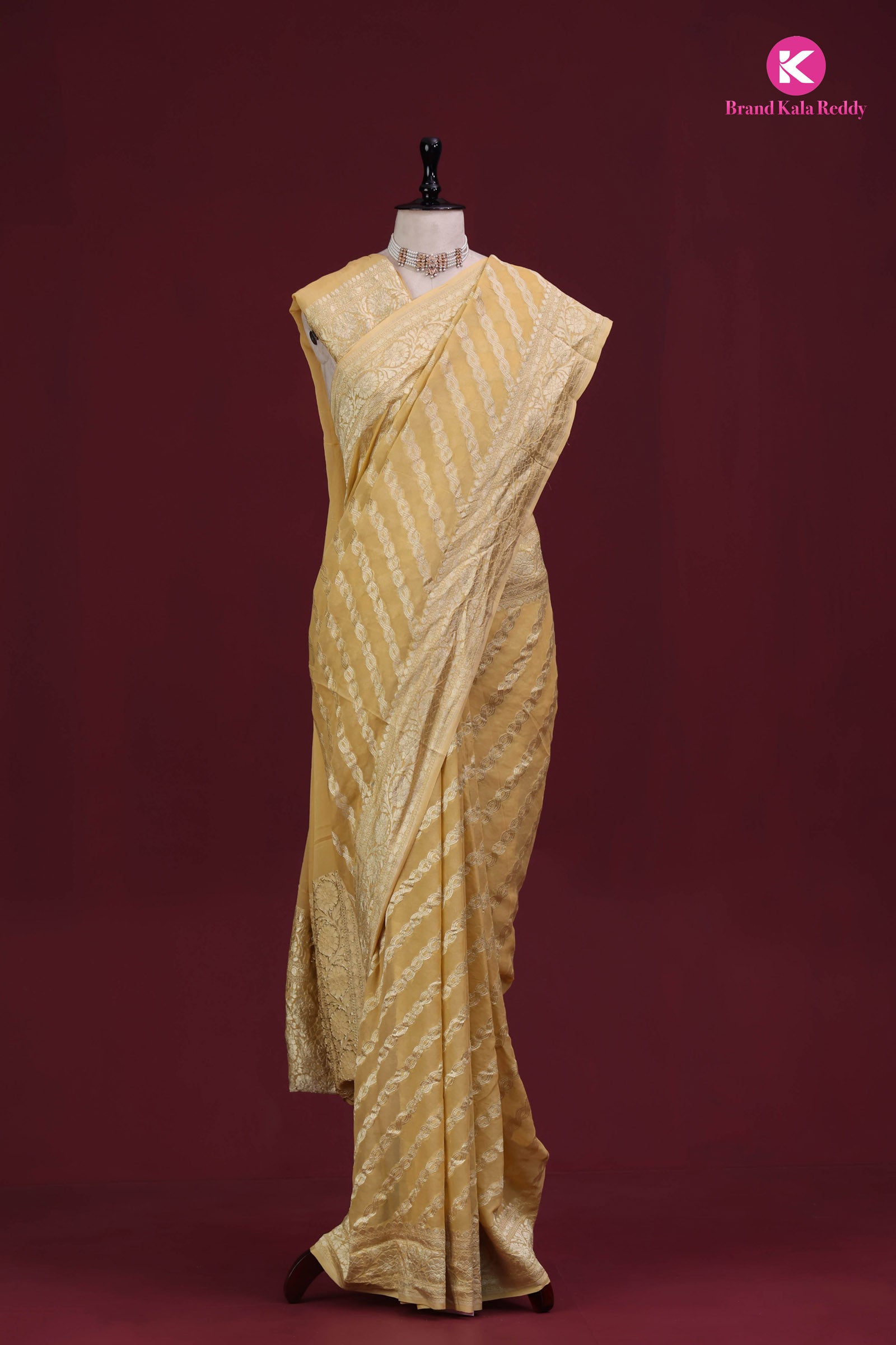 Yellow Georgette Banarasi Silk Saree