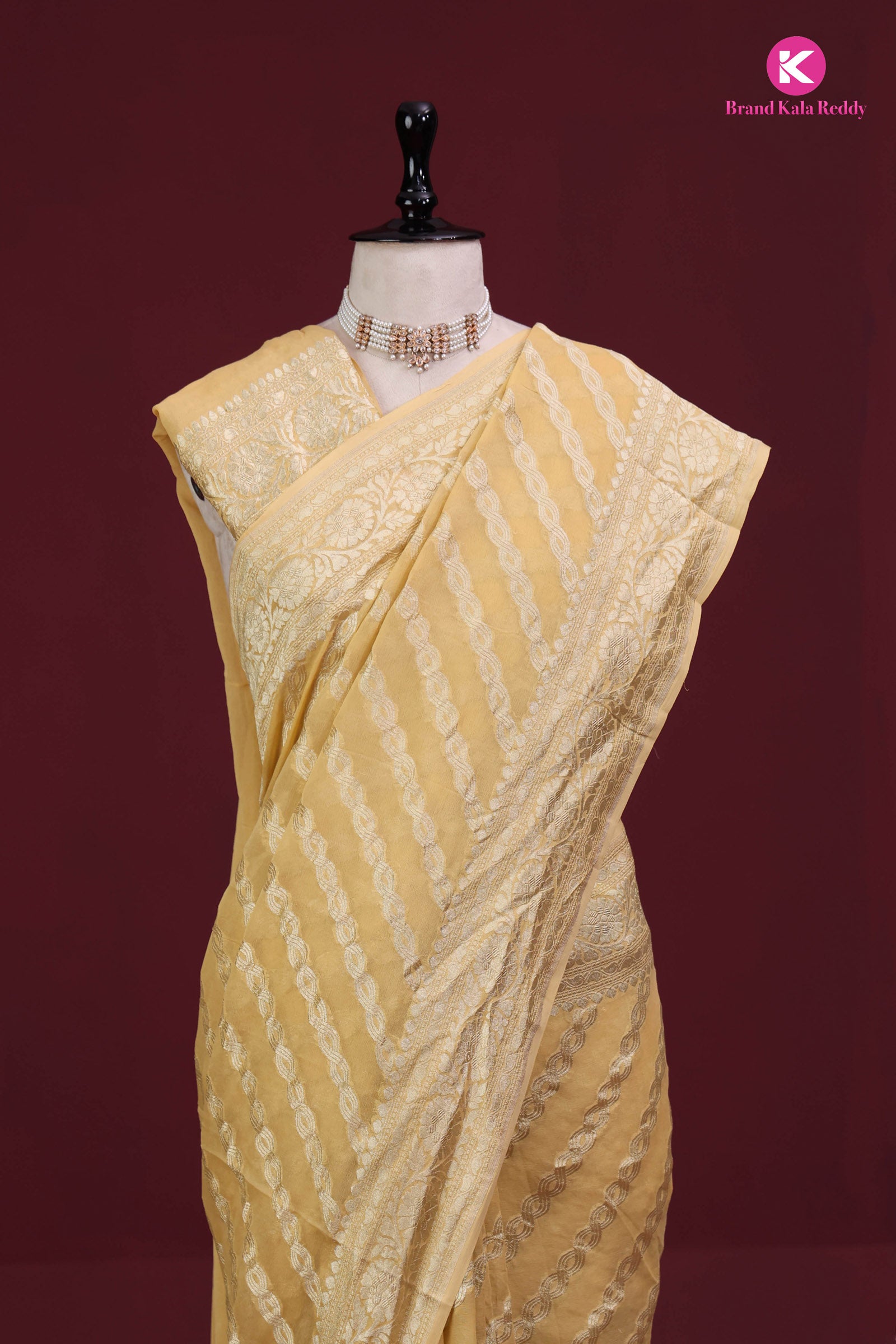 Yellow Georgette Banarasi Silk Saree