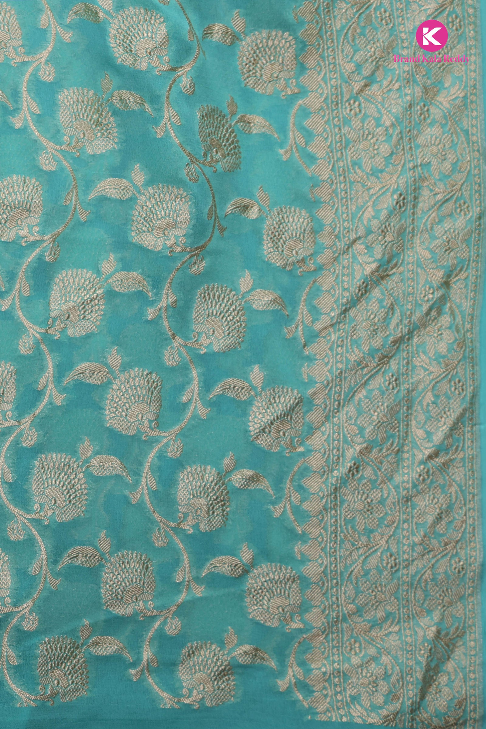 Cyan georgette Banarasi Silk Saree