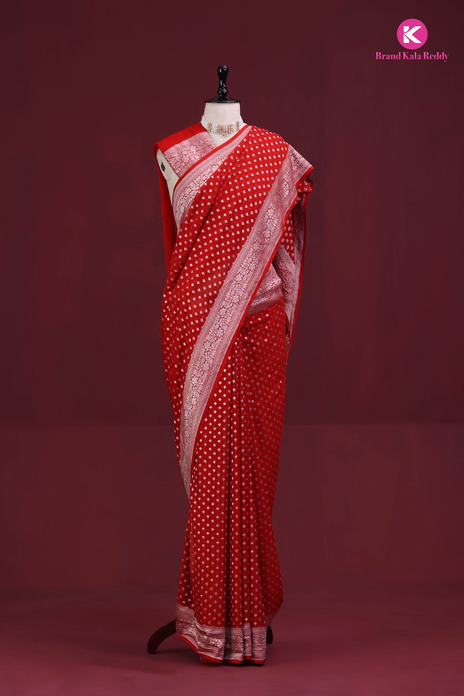 Red Georgette Banarasi Silk Saree