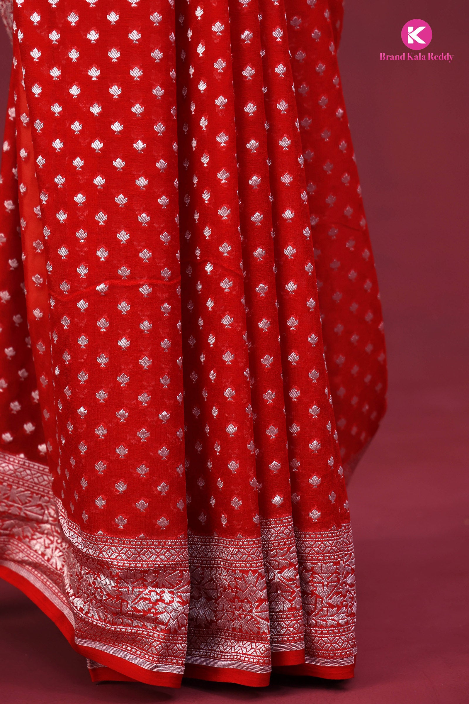 Red Georgette Banarasi Silk Saree