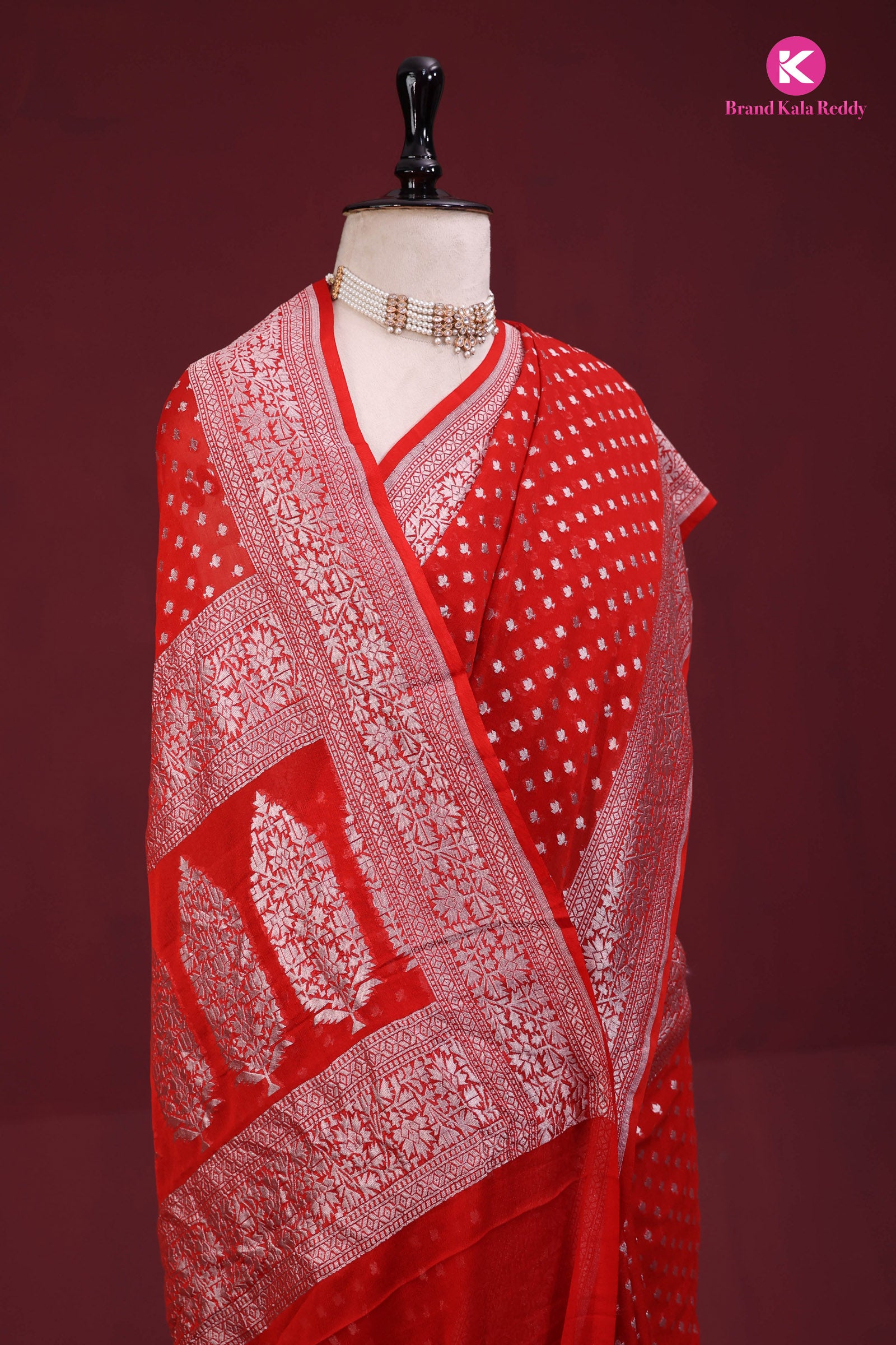 Red Georgette Banarasi Silk Saree