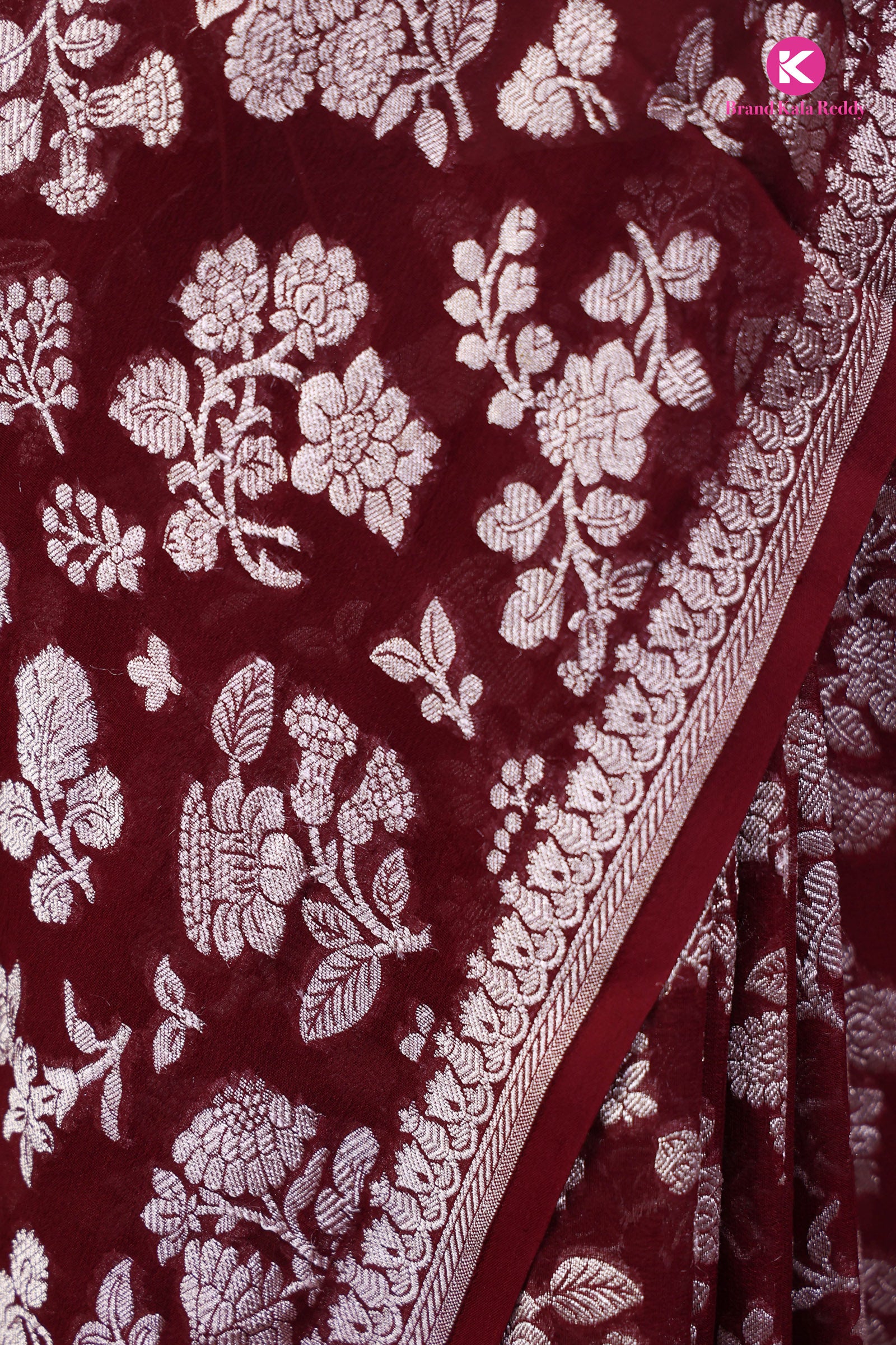 Maroon Georgette Banarasi Silk Saree
