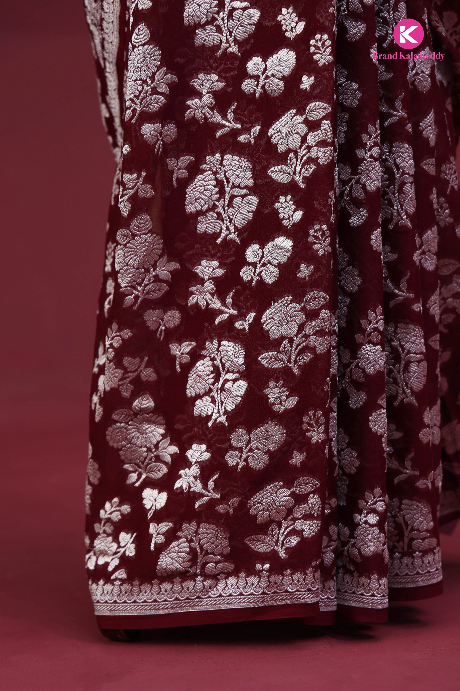 Maroon Georgette Banarasi Silk Saree