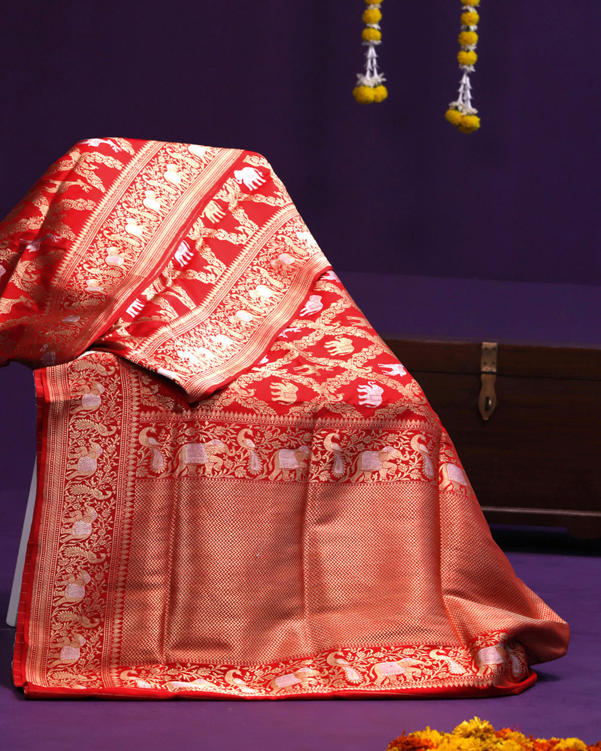 The Empress: Handcrafted Red Banarasi Silk Saree