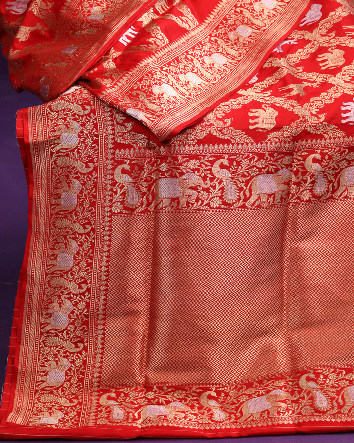The Empress: Handcrafted Red Banarasi Silk Saree