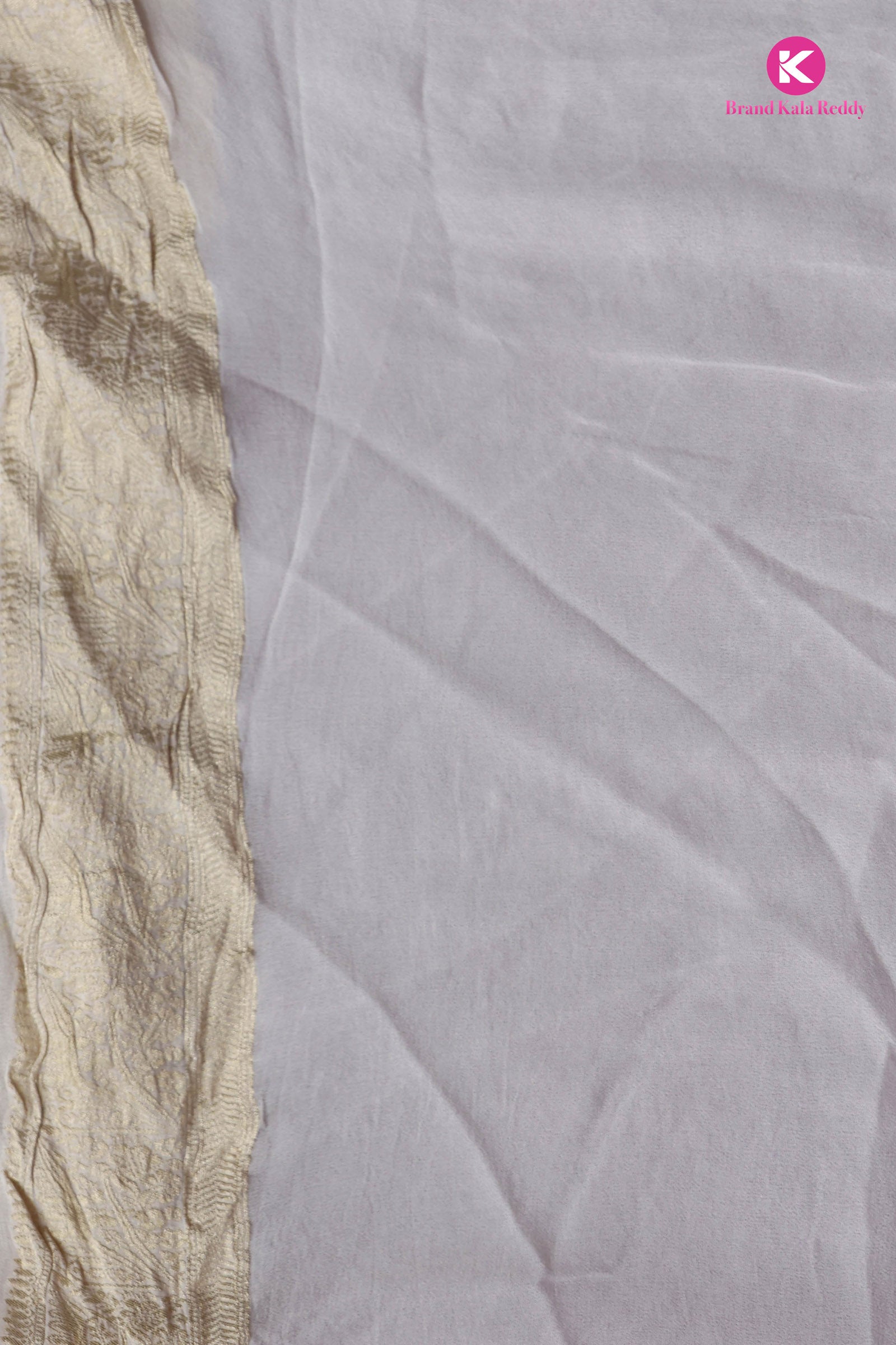 White Georgette Banarasi Silk Saree with Pink Stripes