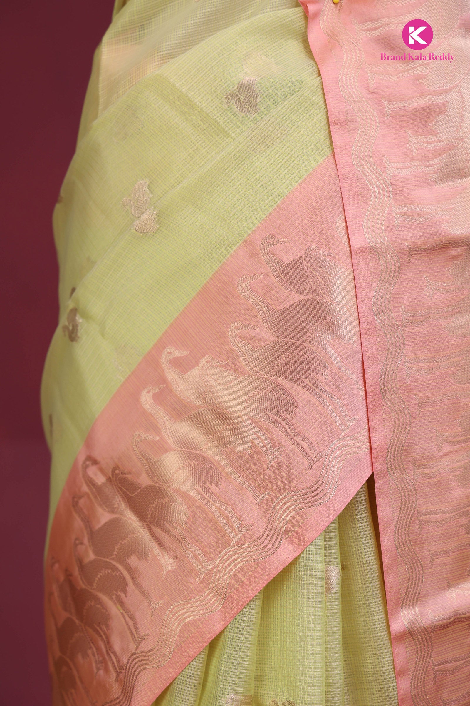 Lemon Yellow zari Kota Silk Saree