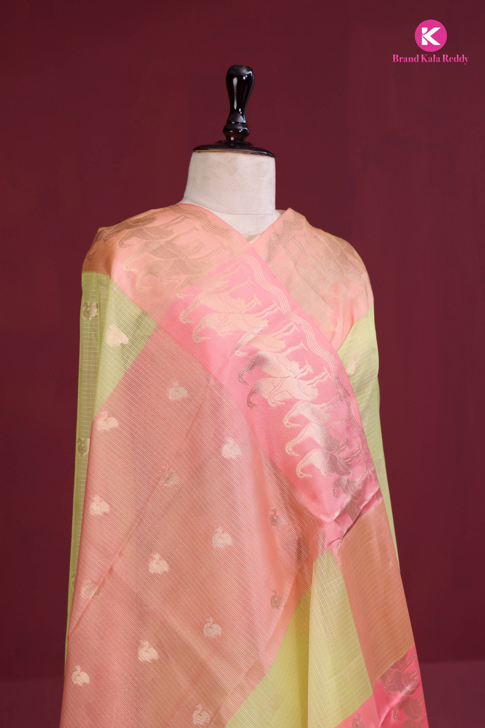 Lemon Yellow zari Kota Silk Saree
