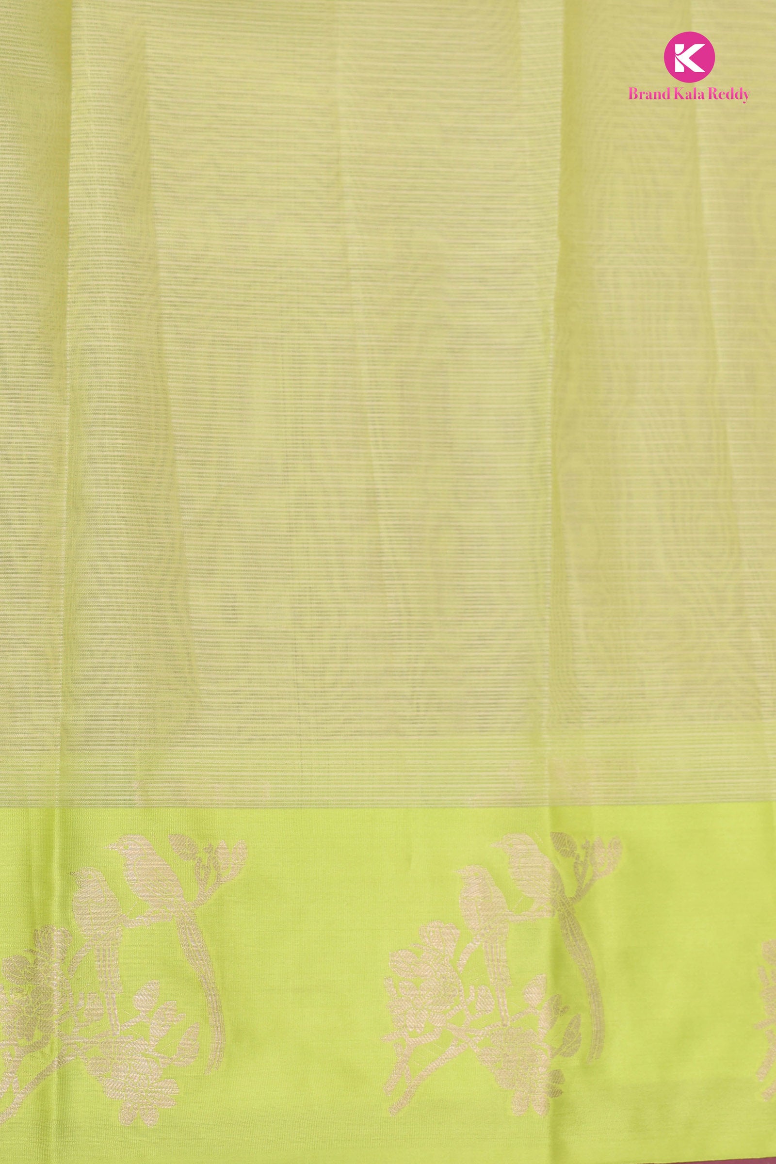 Beige zari Kota Saree with a Lime Green Border