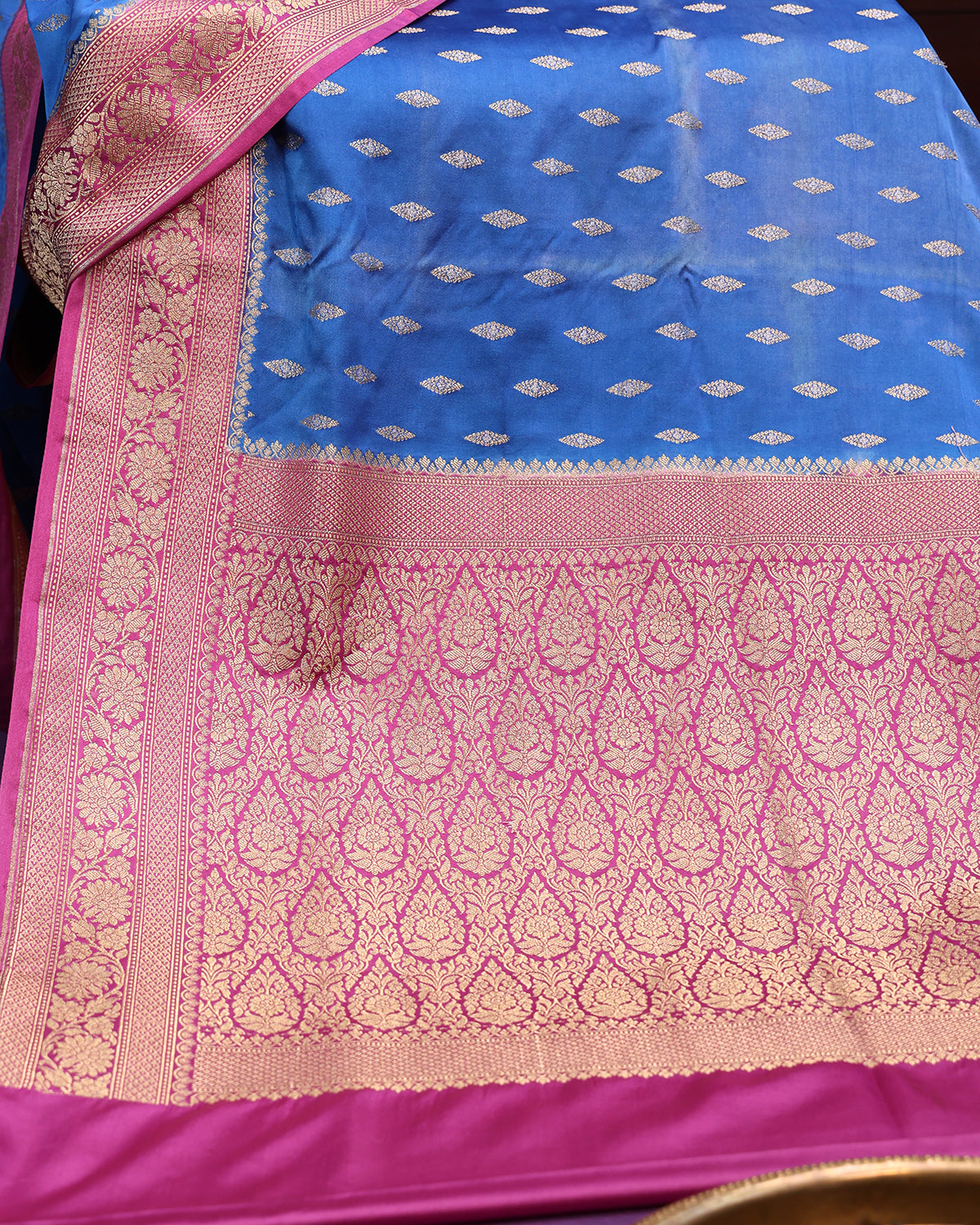 Royal Blue Brocade Border Banarasi Saree