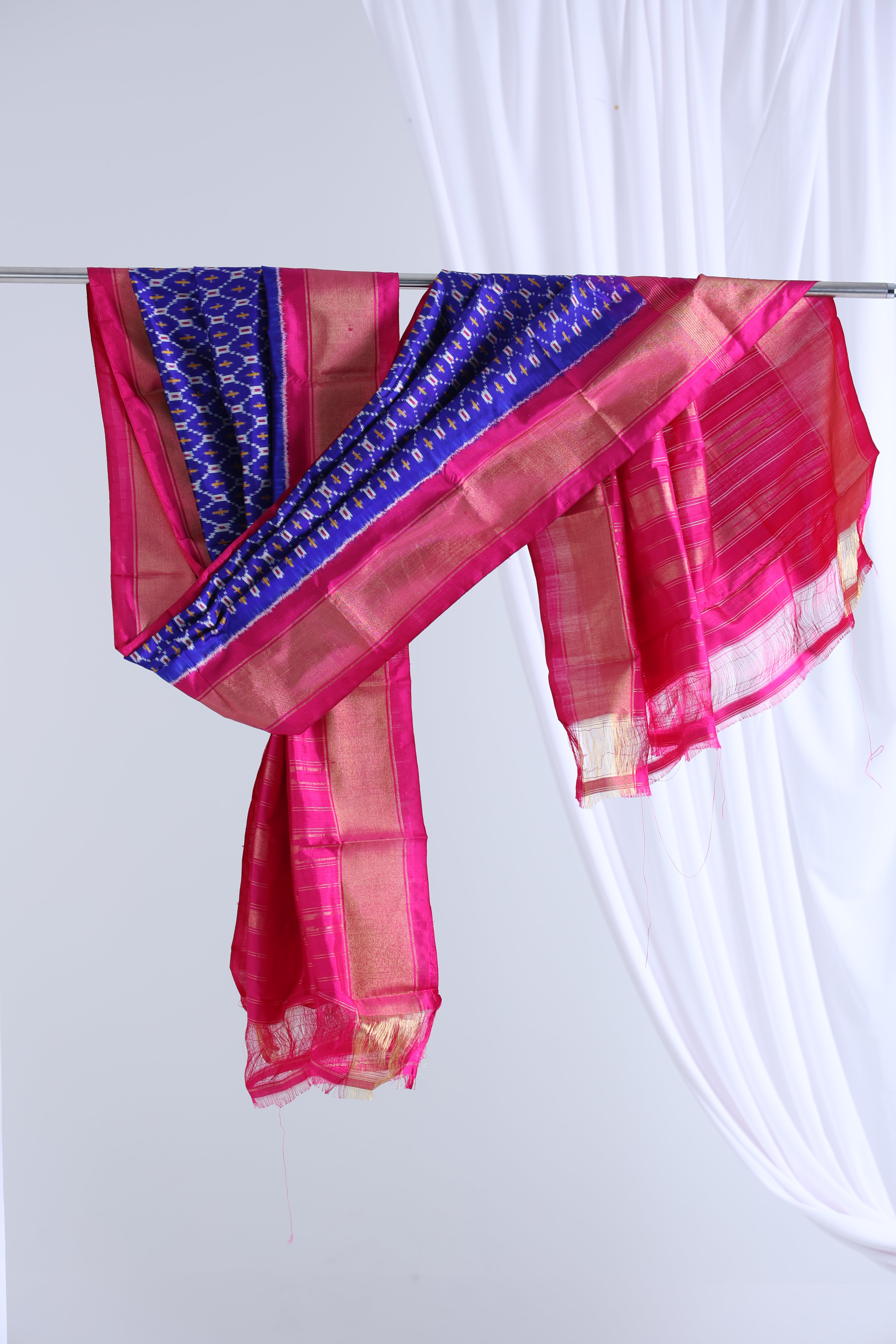 Royal blue with red colour ikkat Dupatta