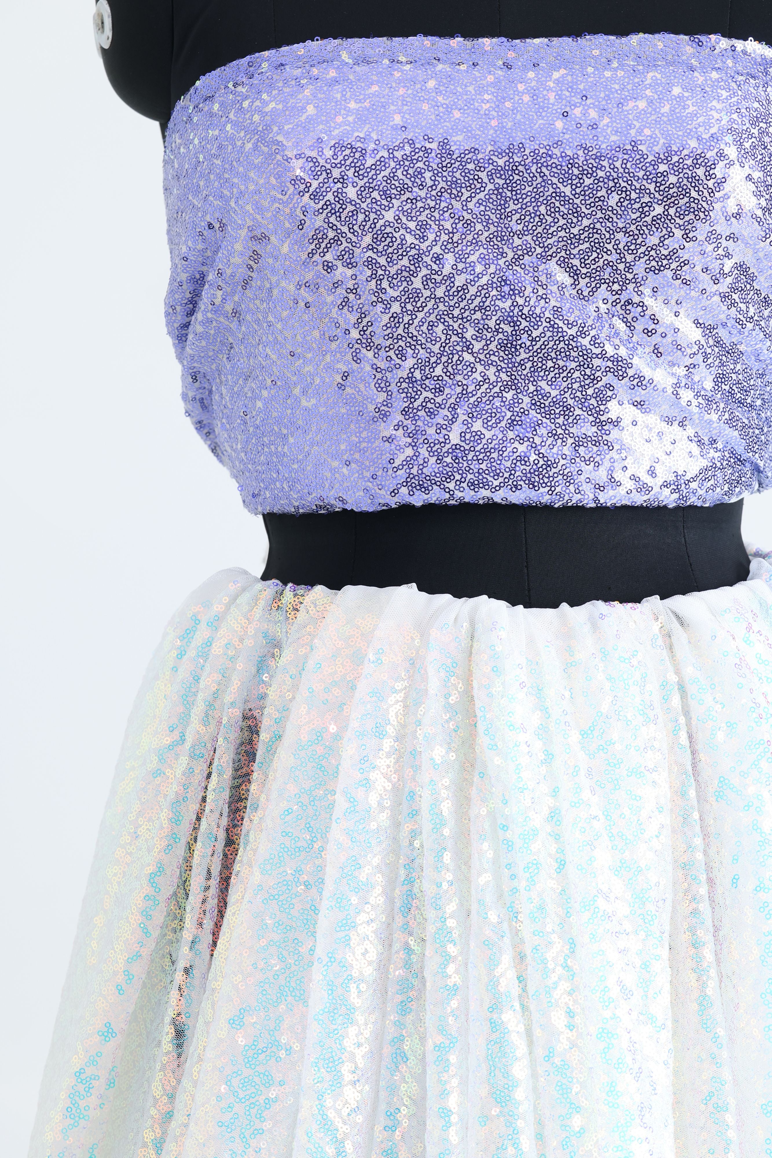 White net fabric with violet sequence