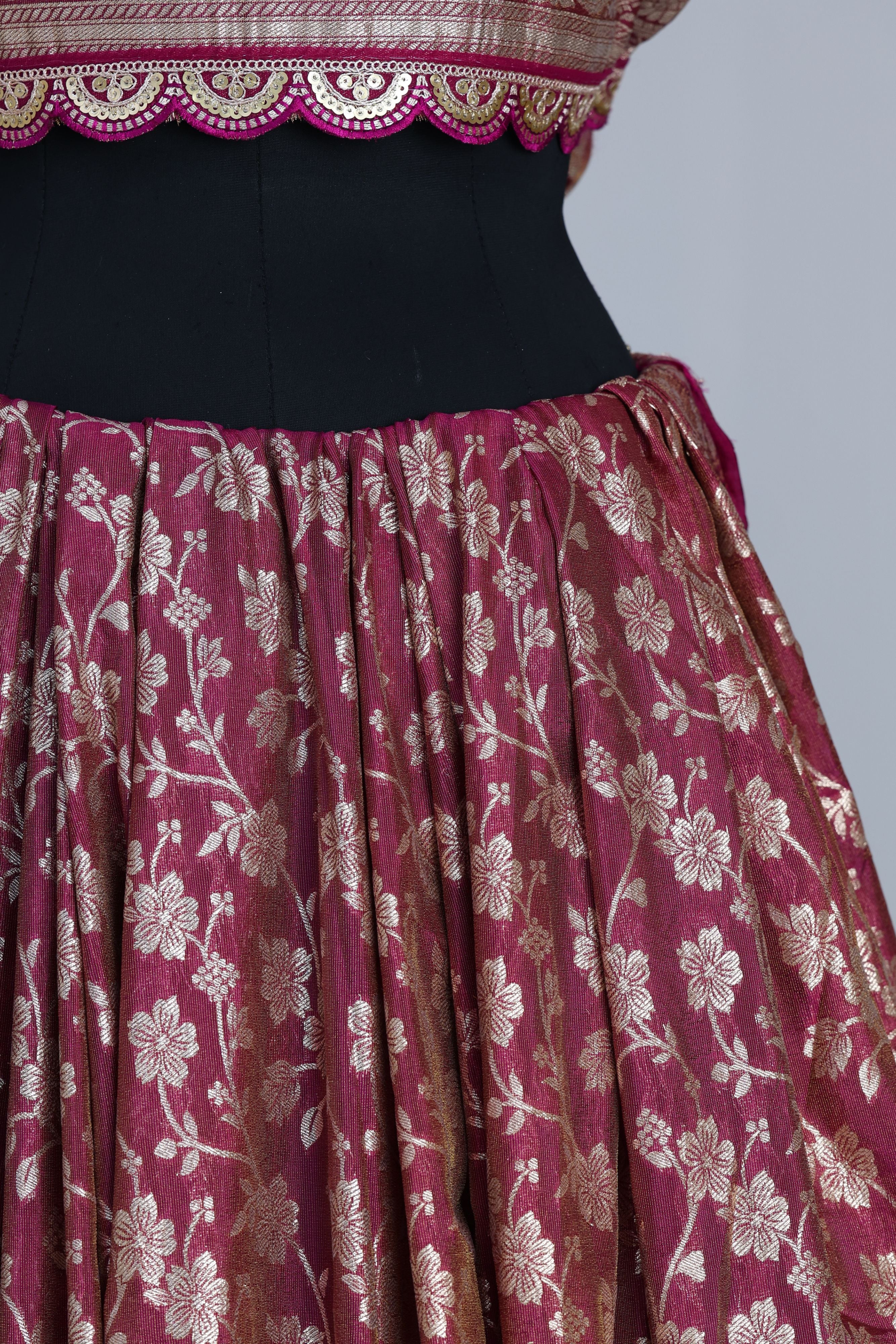Reddish-purple Banarasi fabric