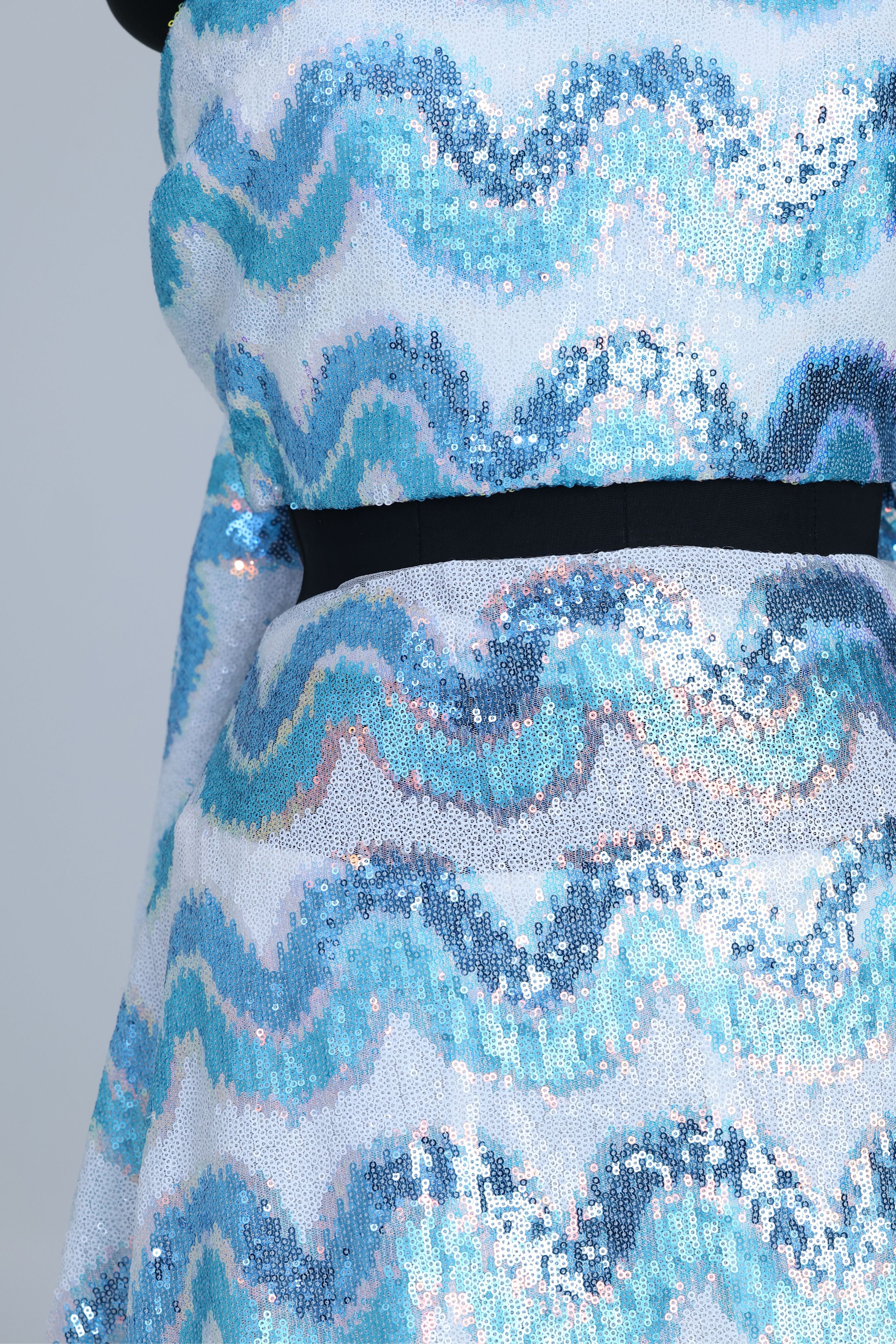 White net fabric with blue hues